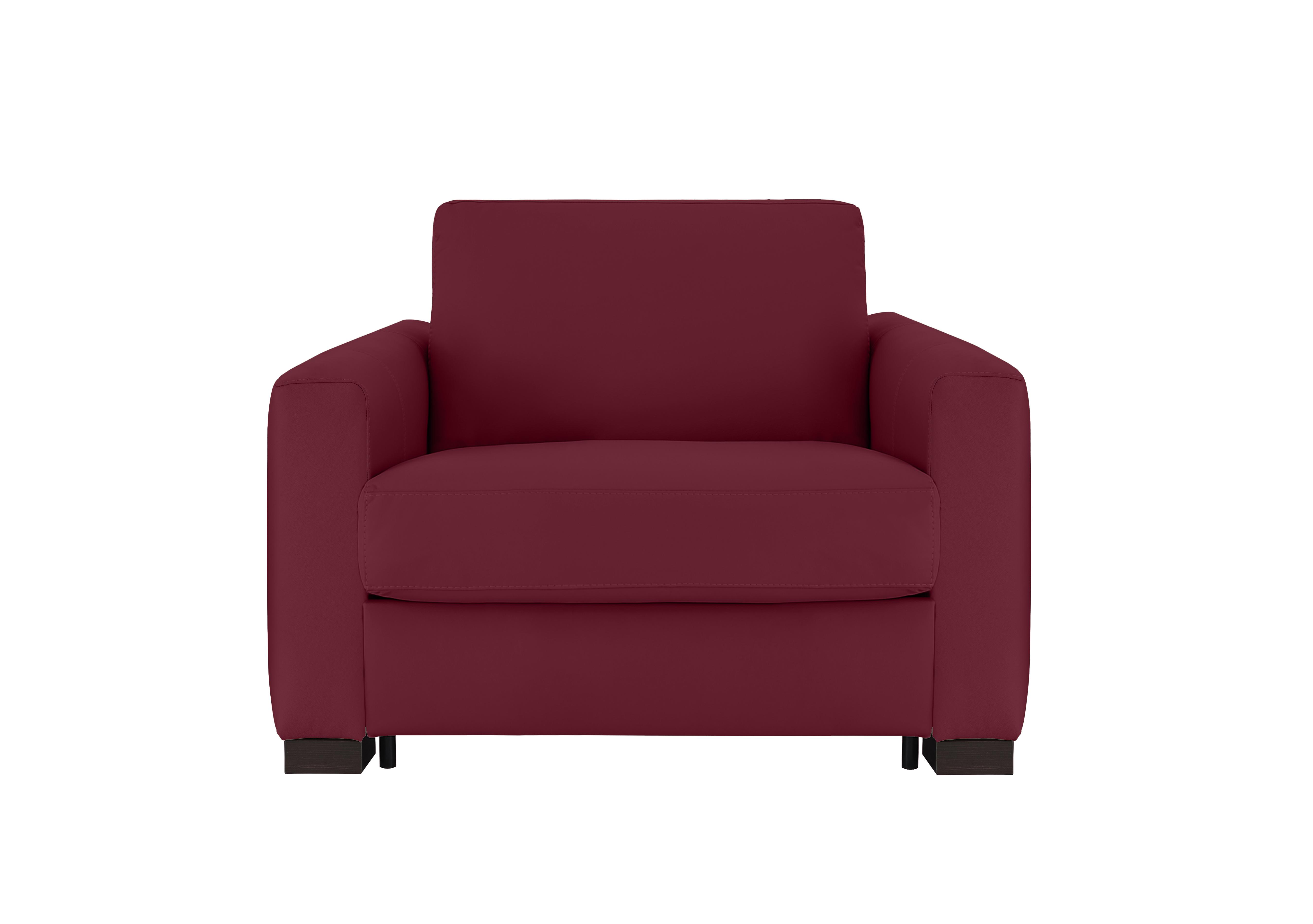 Alcova Leather Chair Sofa Bed with Box Arms in Dali Bordeaux 1521 on Furniture Village