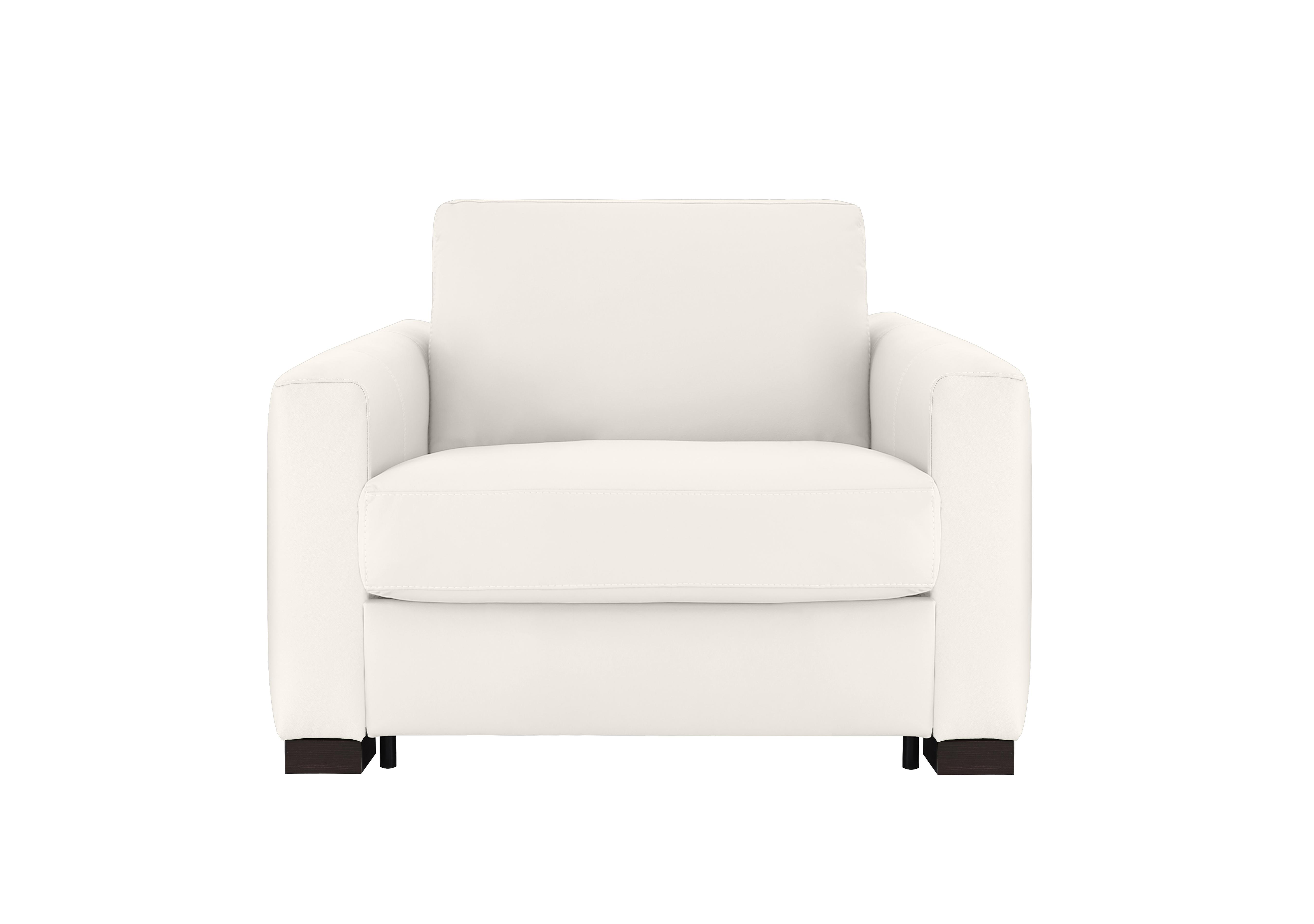 Alcova Leather Chair Sofa Bed with Box Arms in Torello Bianco 93 on Furniture Village