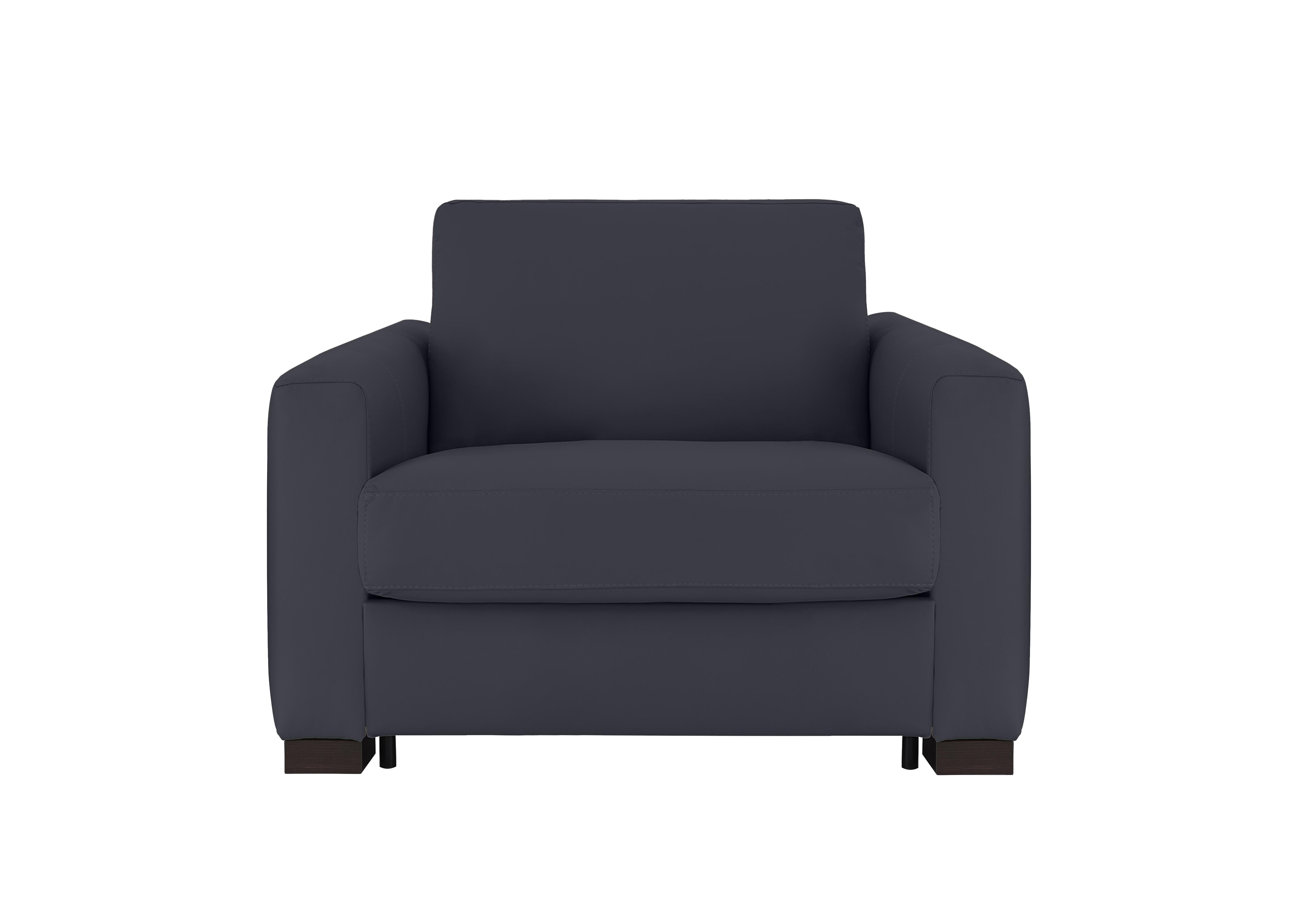 Alcova Leather Chair Sofa Bed with Box Arms in Torello Blu 81 on Furniture Village