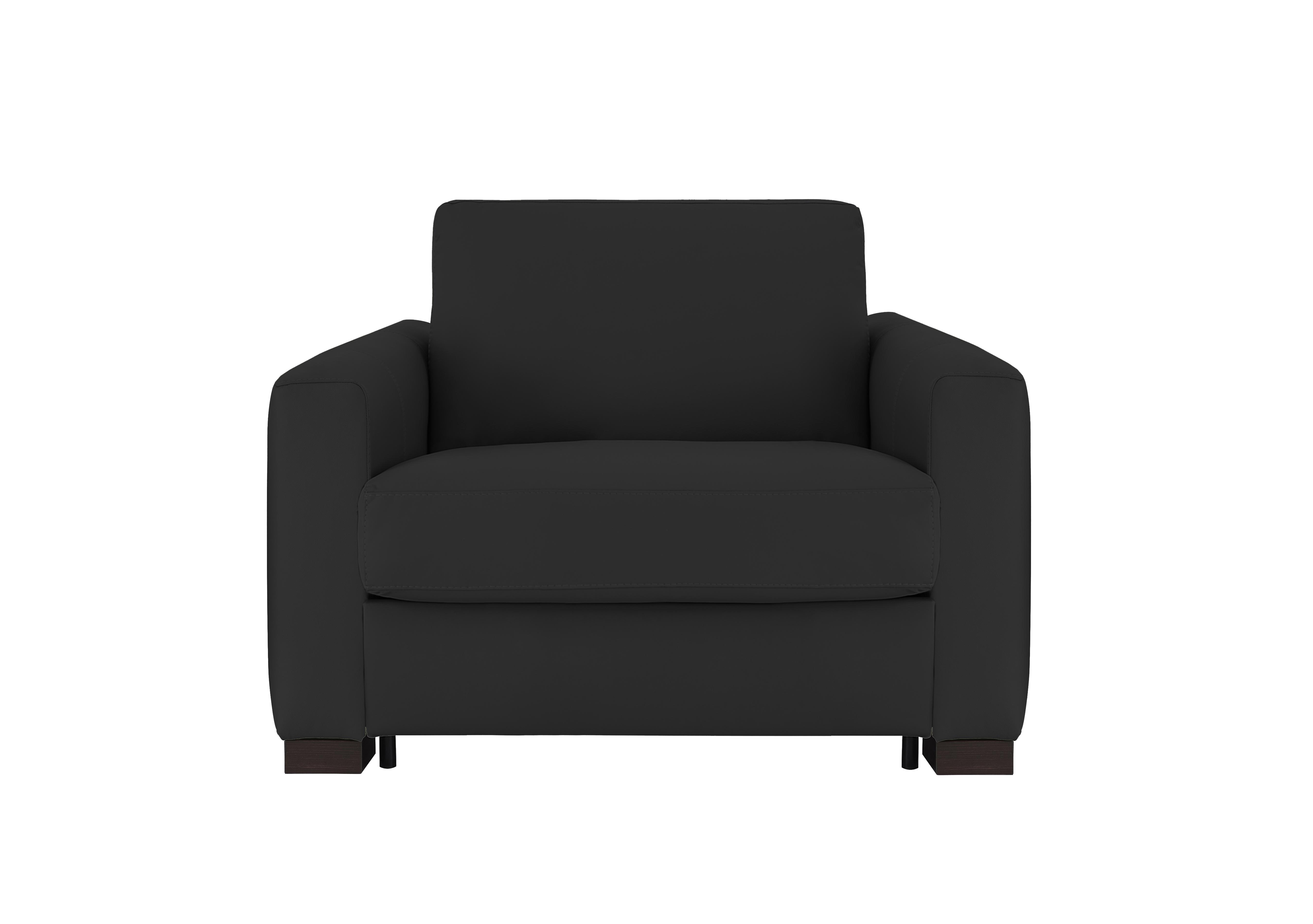 Alcova Leather Chair Sofa Bed with Box Arms in Torello Nero 71 on Furniture Village