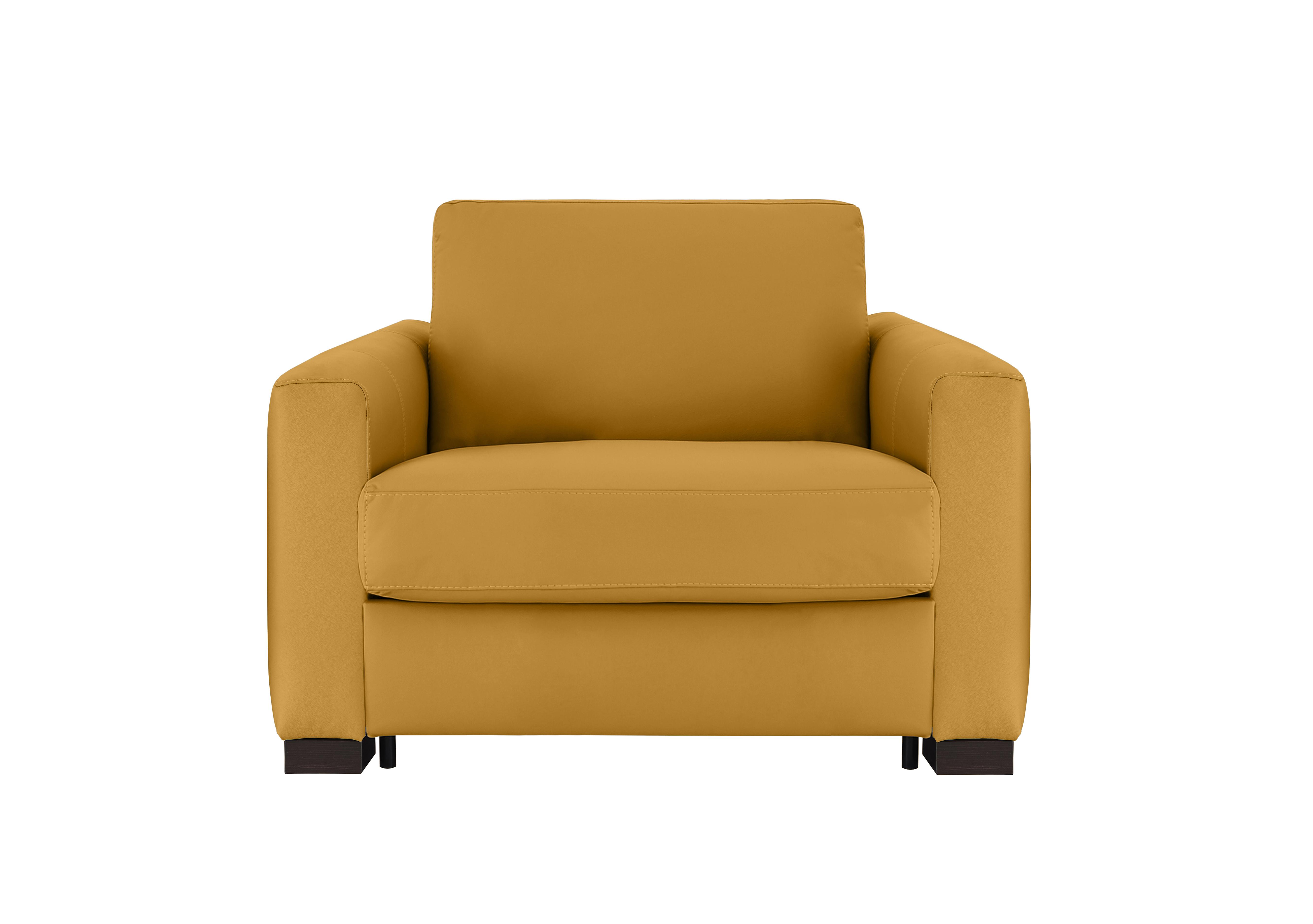 Alcova Leather Chair Sofa Bed with Box Arms in Torello Senape 355 on Furniture Village