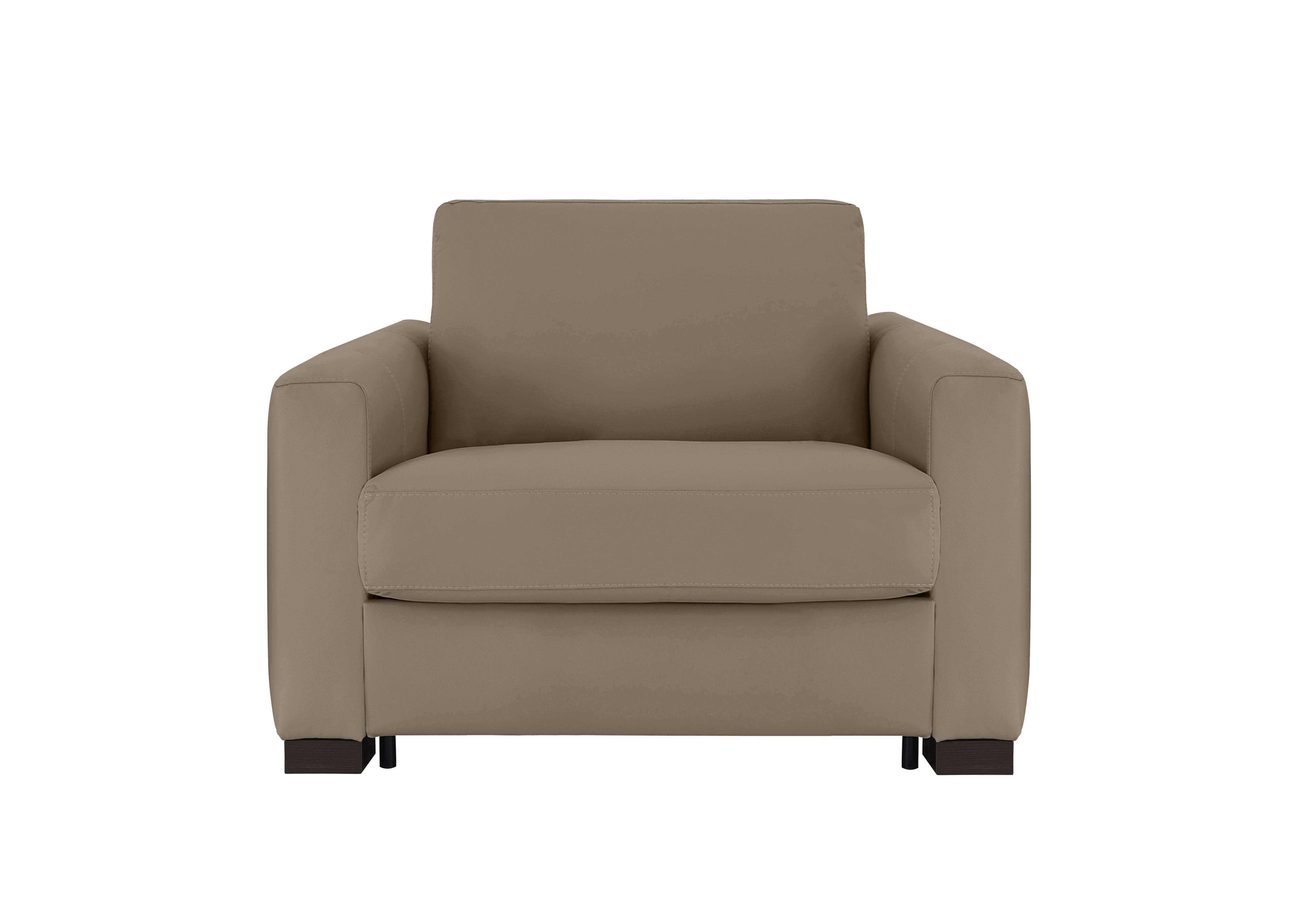 Alcova Leather Chair Sofa Bed with Box Arms in Torello Taupe 312 on Furniture Village