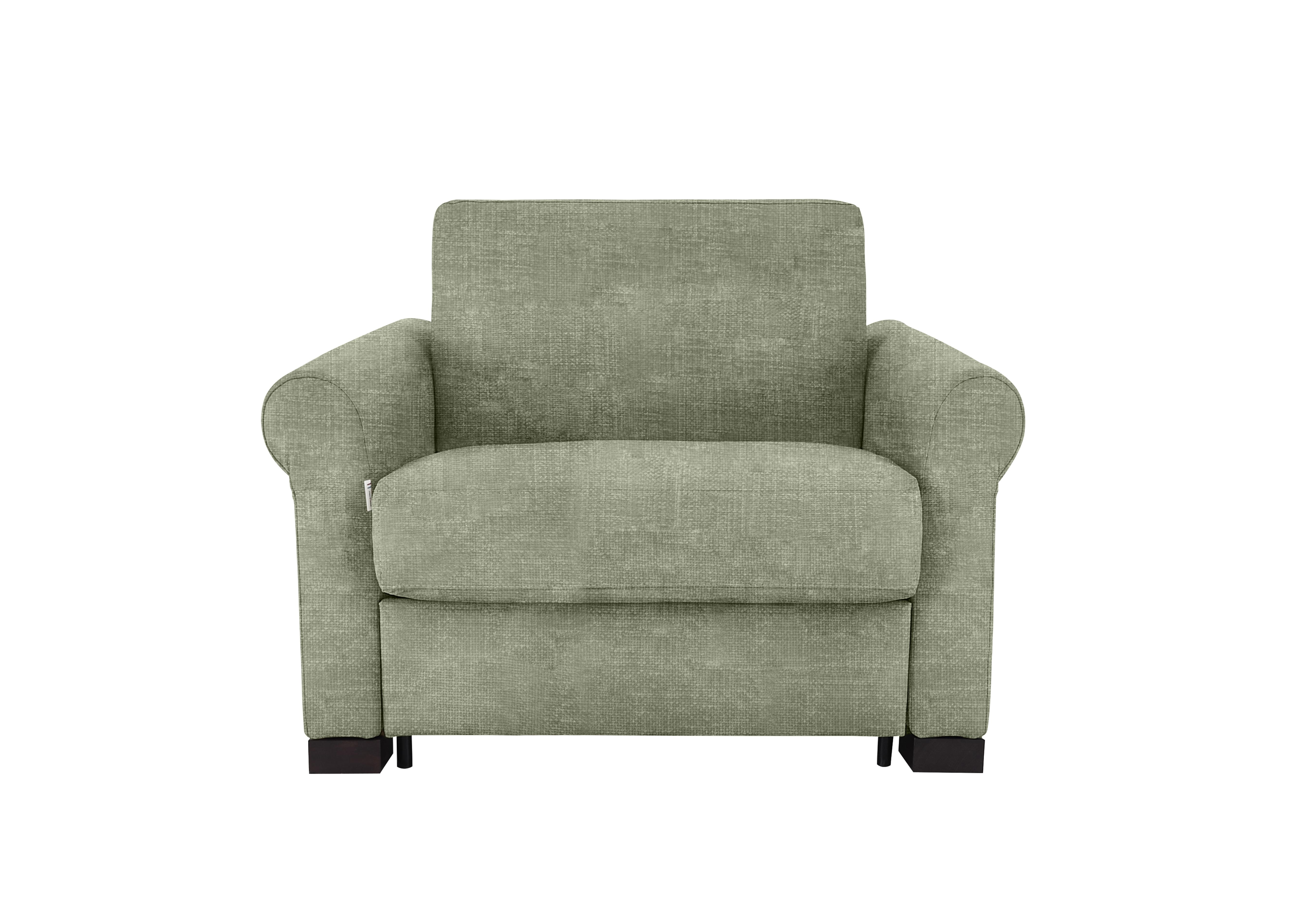 Alcova Fabric Chair Sofa Bed with Scroll Arms in Baobab Muschio 538 on Furniture Village