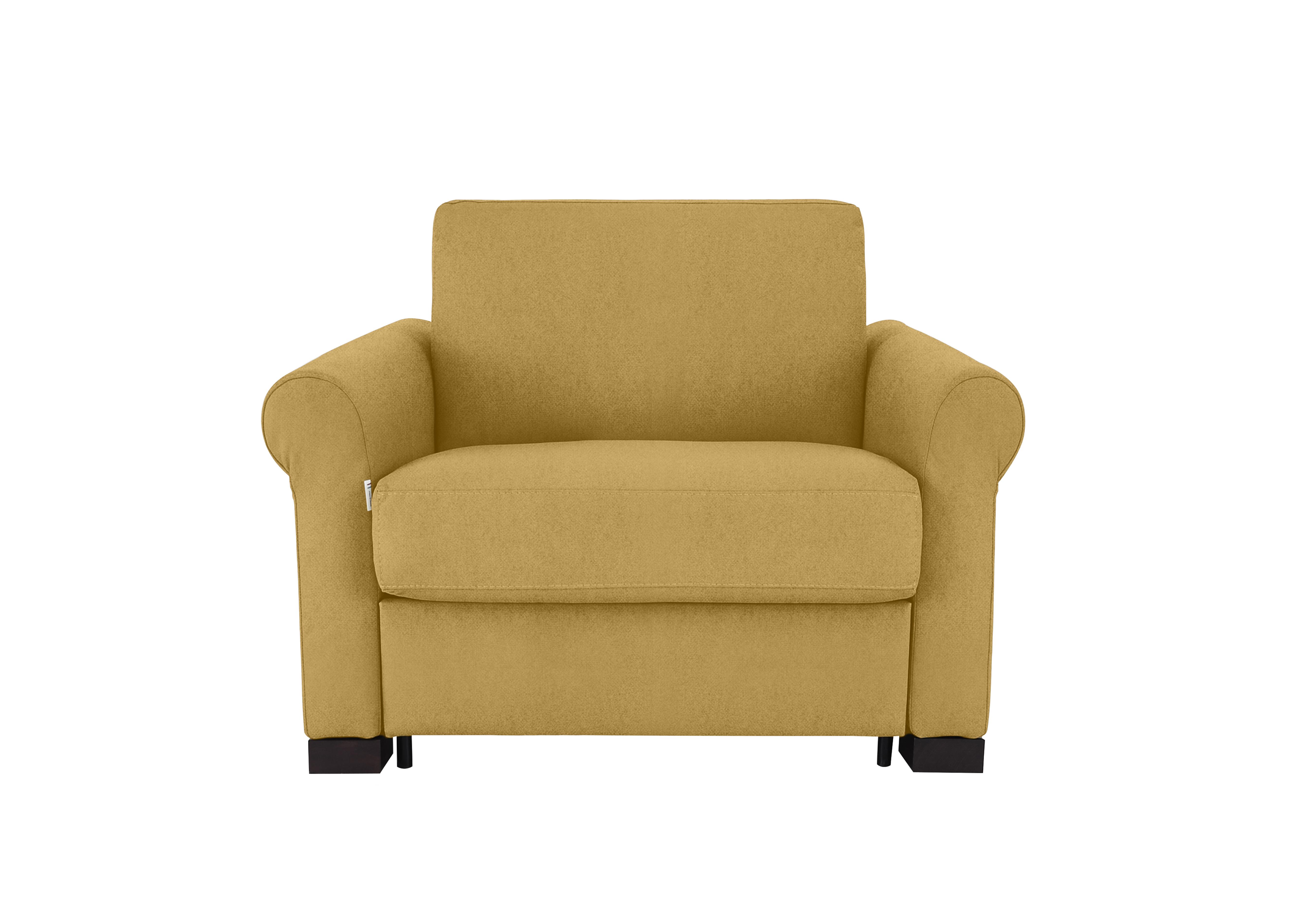 Alcova Fabric Chair Sofa Bed with Scroll Arms in Fuente Mostaza on Furniture Village