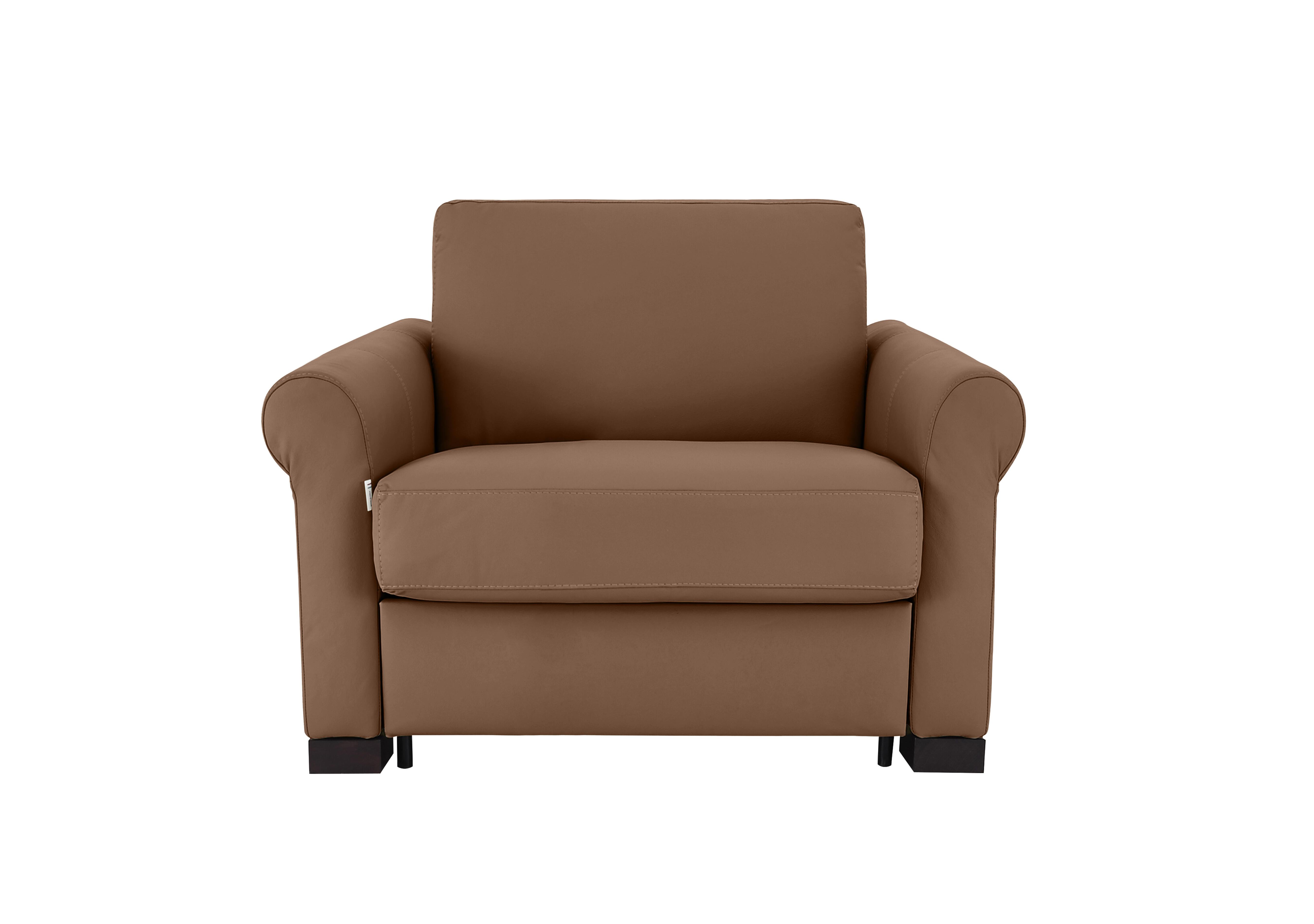 Alcova Leather Chair Sofa Bed with Scroll Arms in Torello Cuoio 372 on Furniture Village