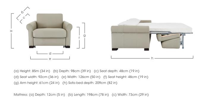 Alcova Leather Chair Sofa Bed with Scroll Arms in  on Furniture Village