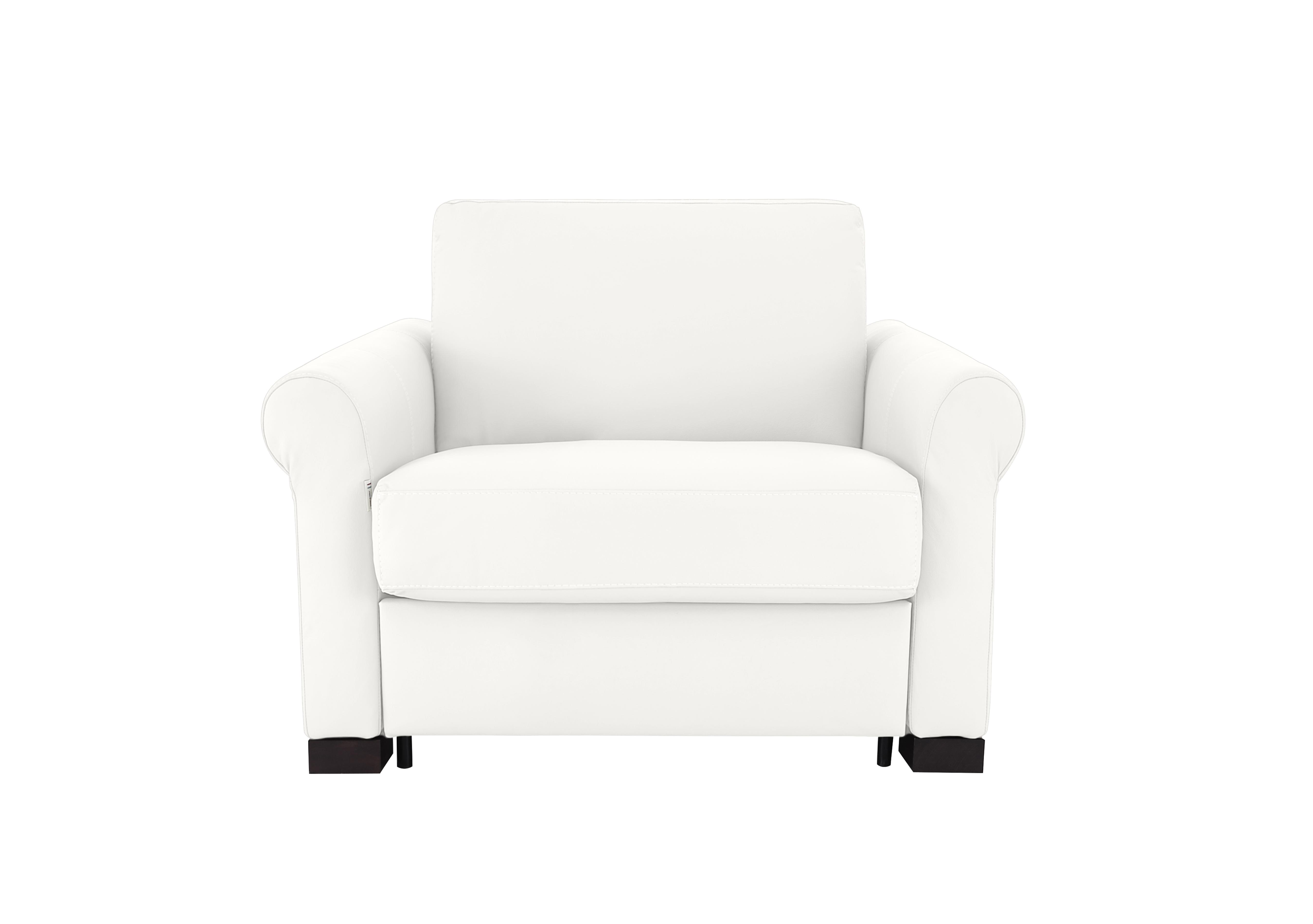 Alcova Leather Chair Sofa Bed with Scroll Arms in Botero Bianco 2153 on Furniture Village