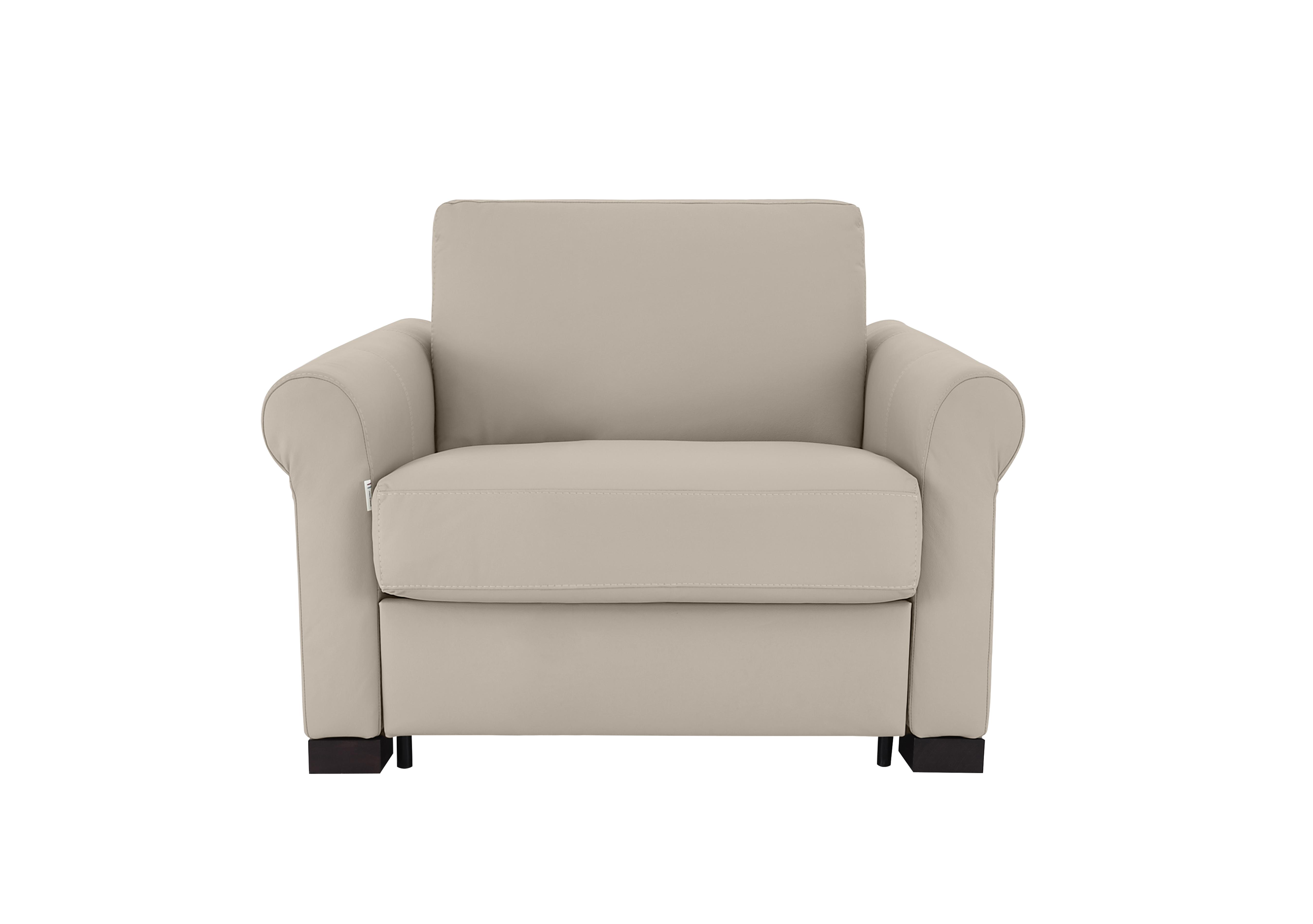 Alcova Leather Chair Sofa Bed with Scroll Arms in Botero Crema 2156 on Furniture Village