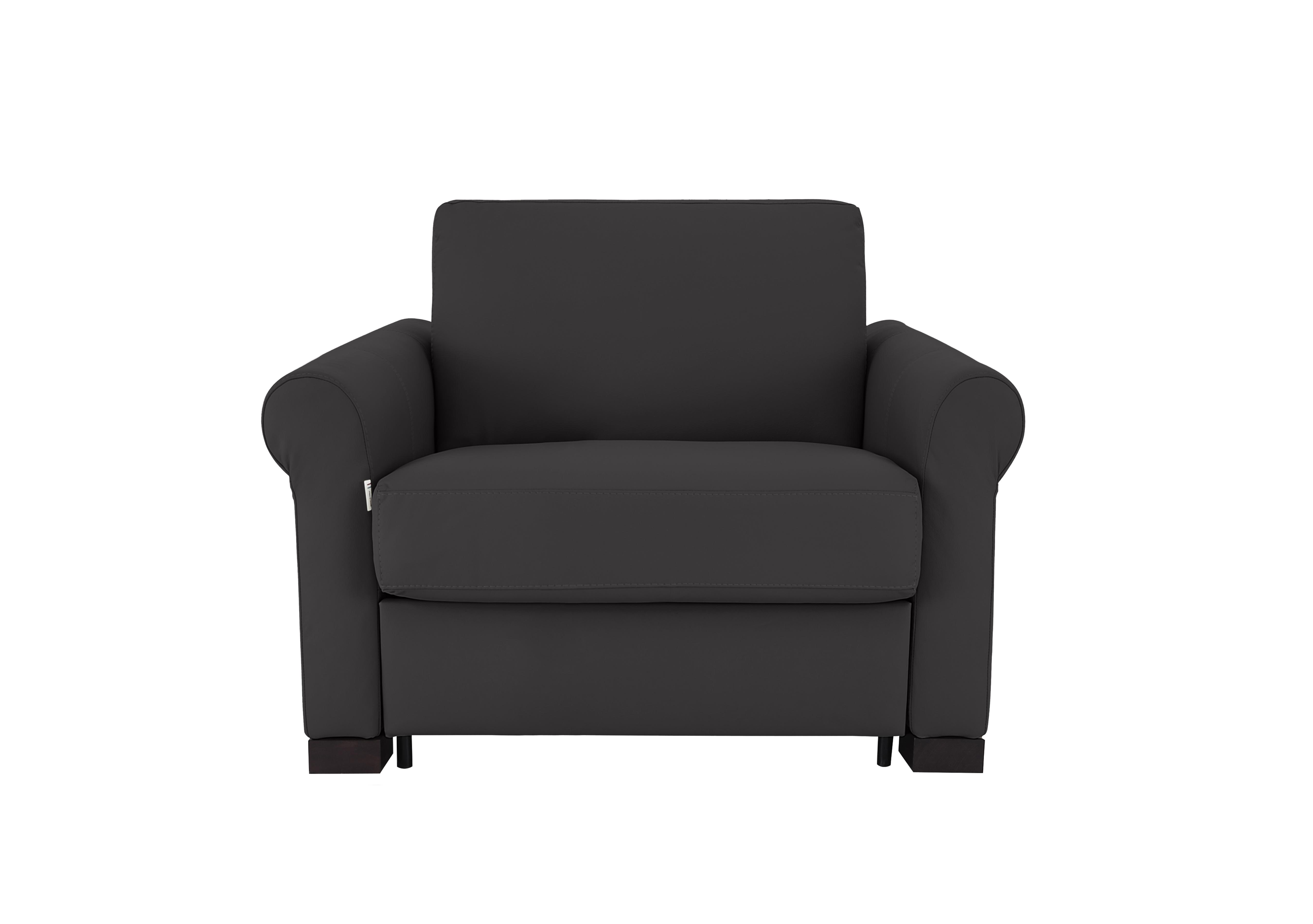 Alcova Leather Chair Sofa Bed with Scroll Arms in Botero Nero 2154 on Furniture Village