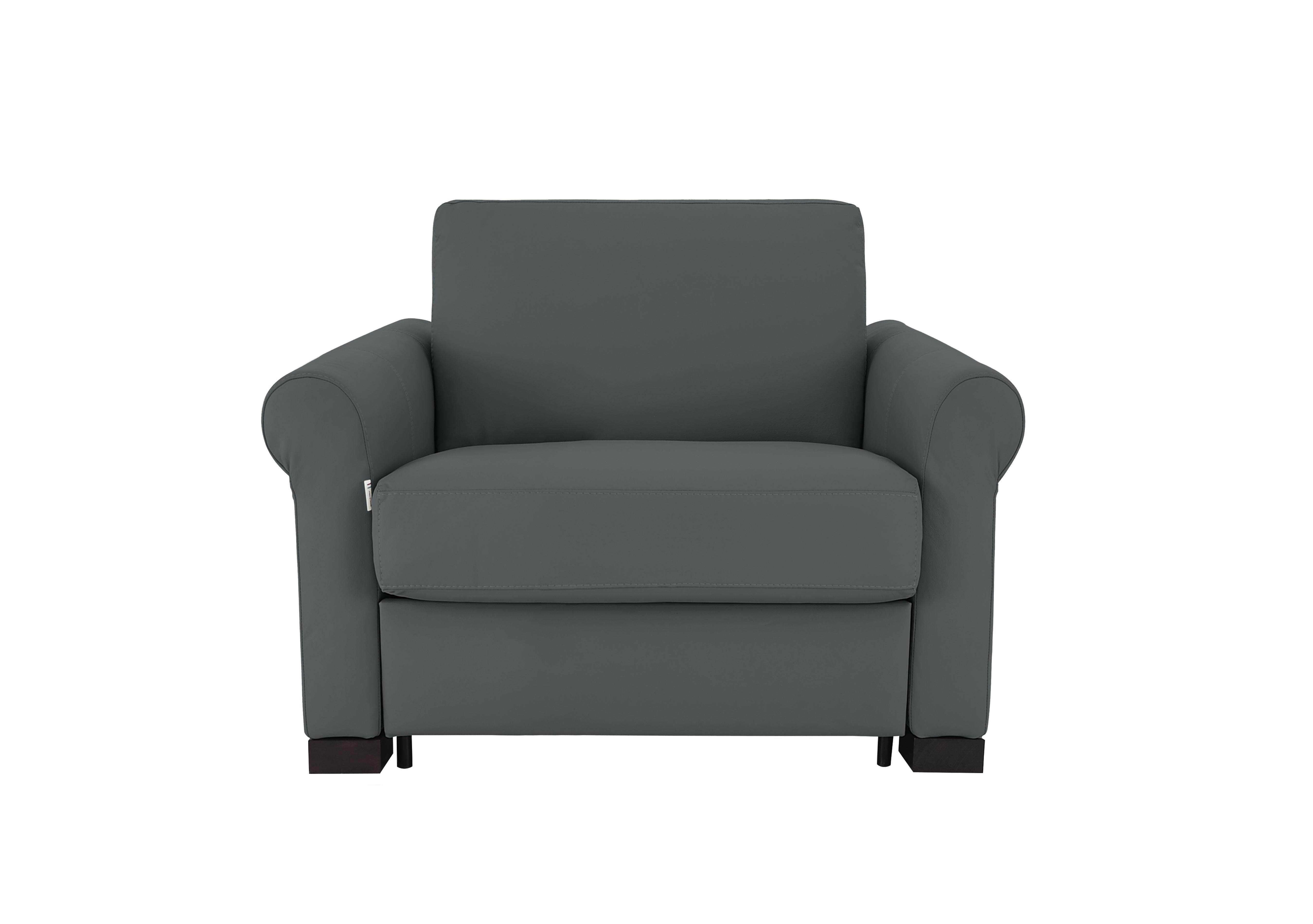 Alcova Leather Chair Sofa Bed with Scroll Arms in Botero Ottanio 2155 on Furniture Village