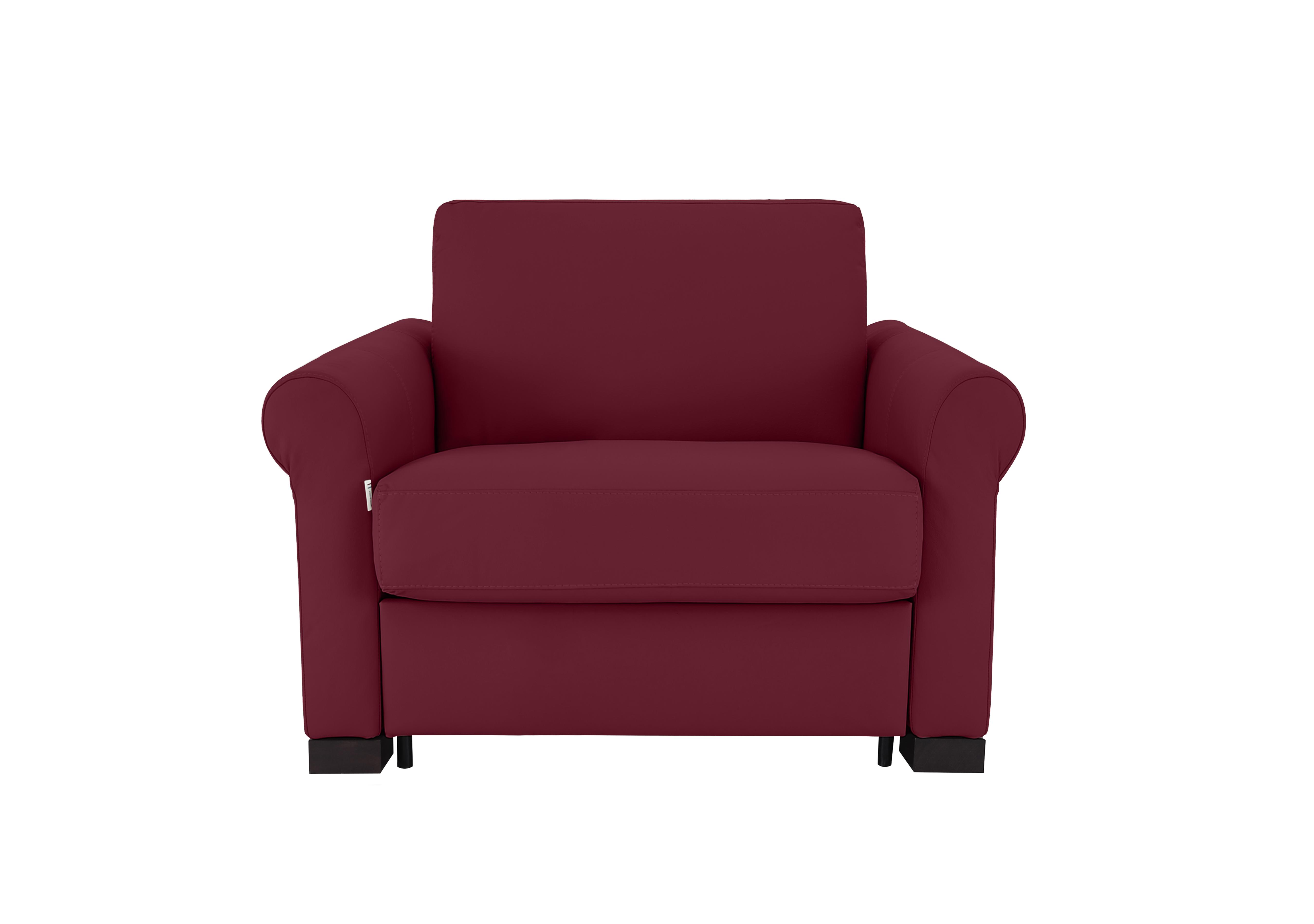 Alcova Leather Chair Sofa Bed with Scroll Arms in Dali Bordeaux 1521 on Furniture Village