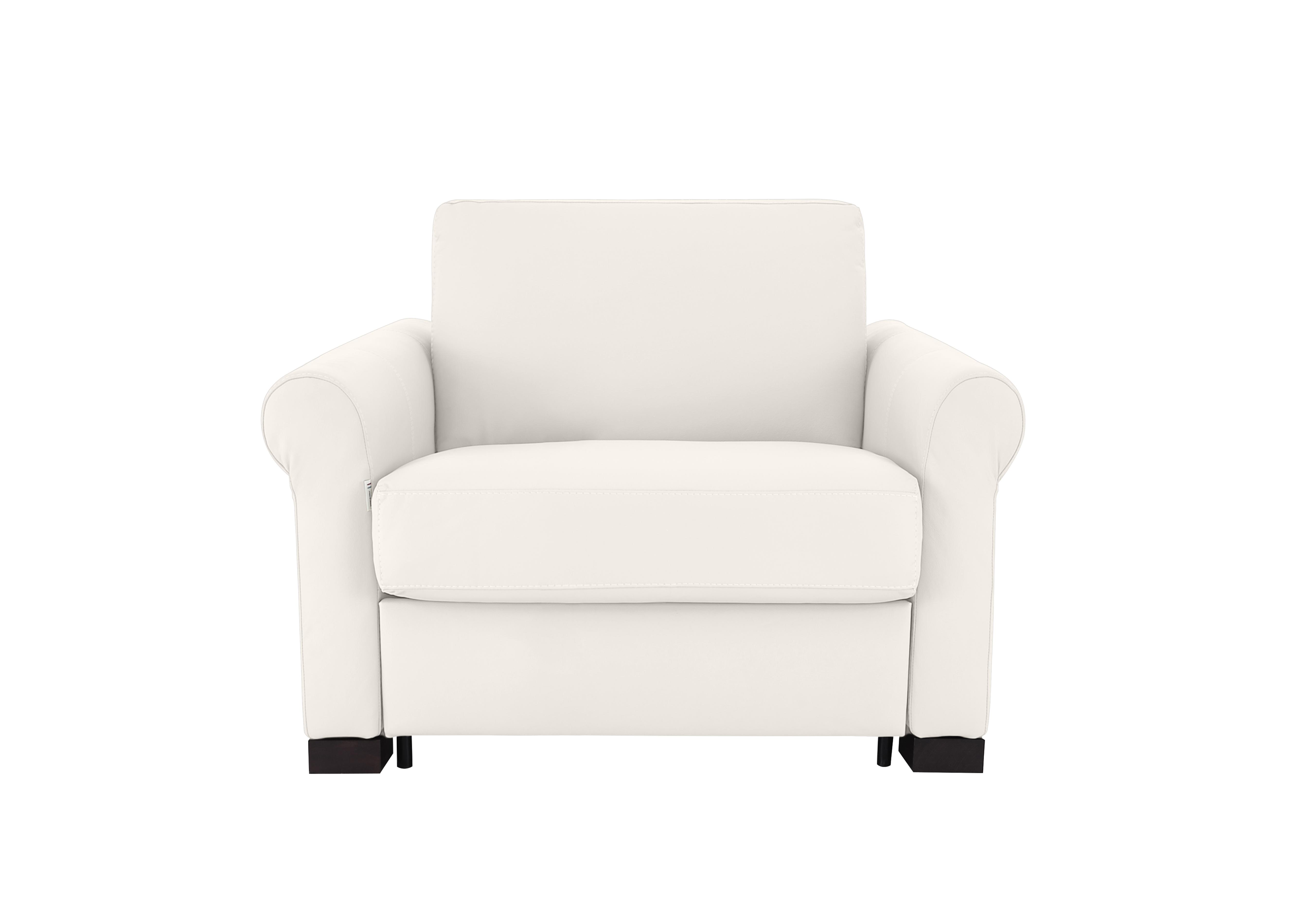 Alcova Leather Chair Sofa Bed with Scroll Arms in Torello Bianco 93 on Furniture Village