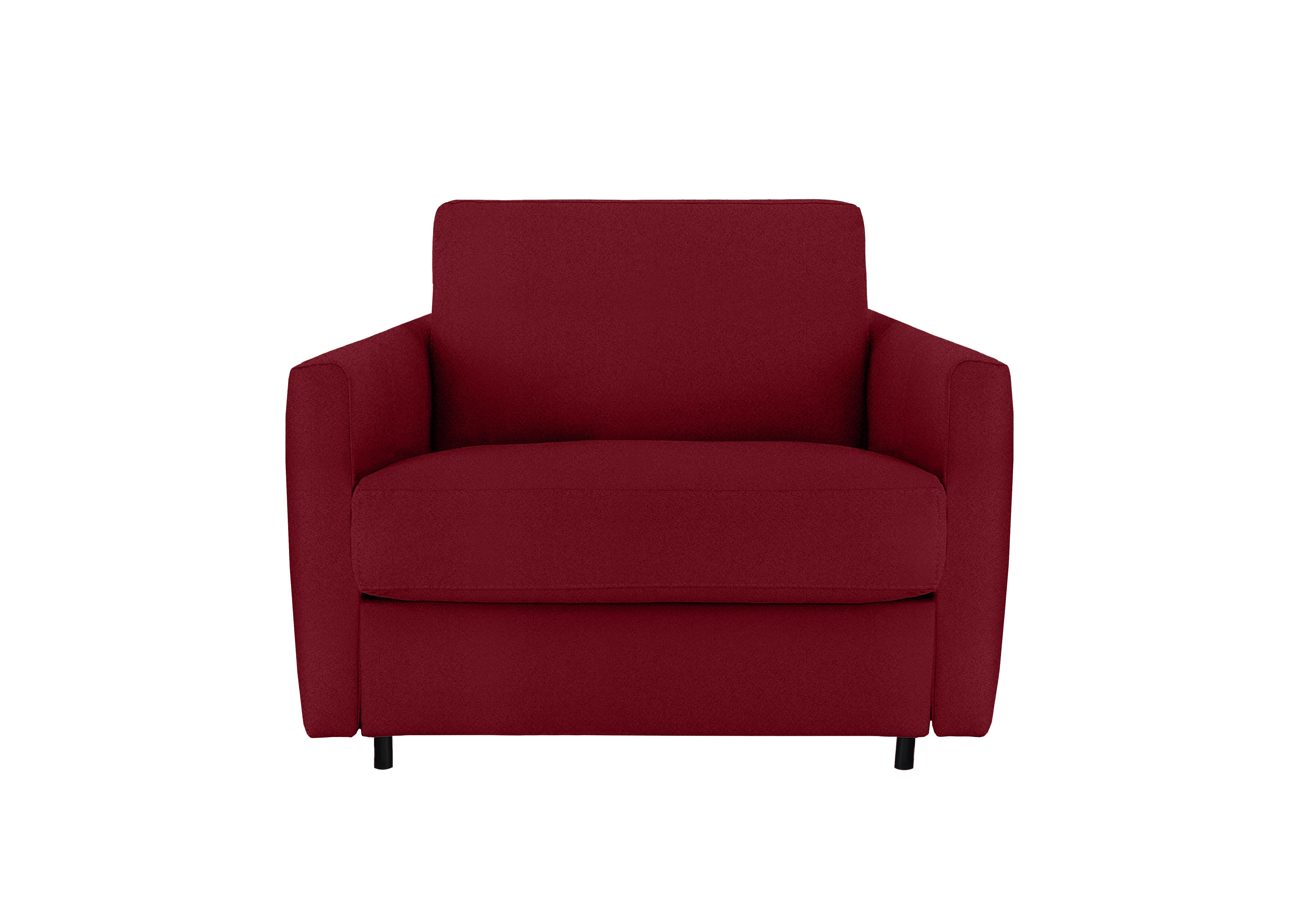 Alcova Fabric Chair Sofa Bed with Slim Arms in Coupe Rosso 305 on Furniture Village