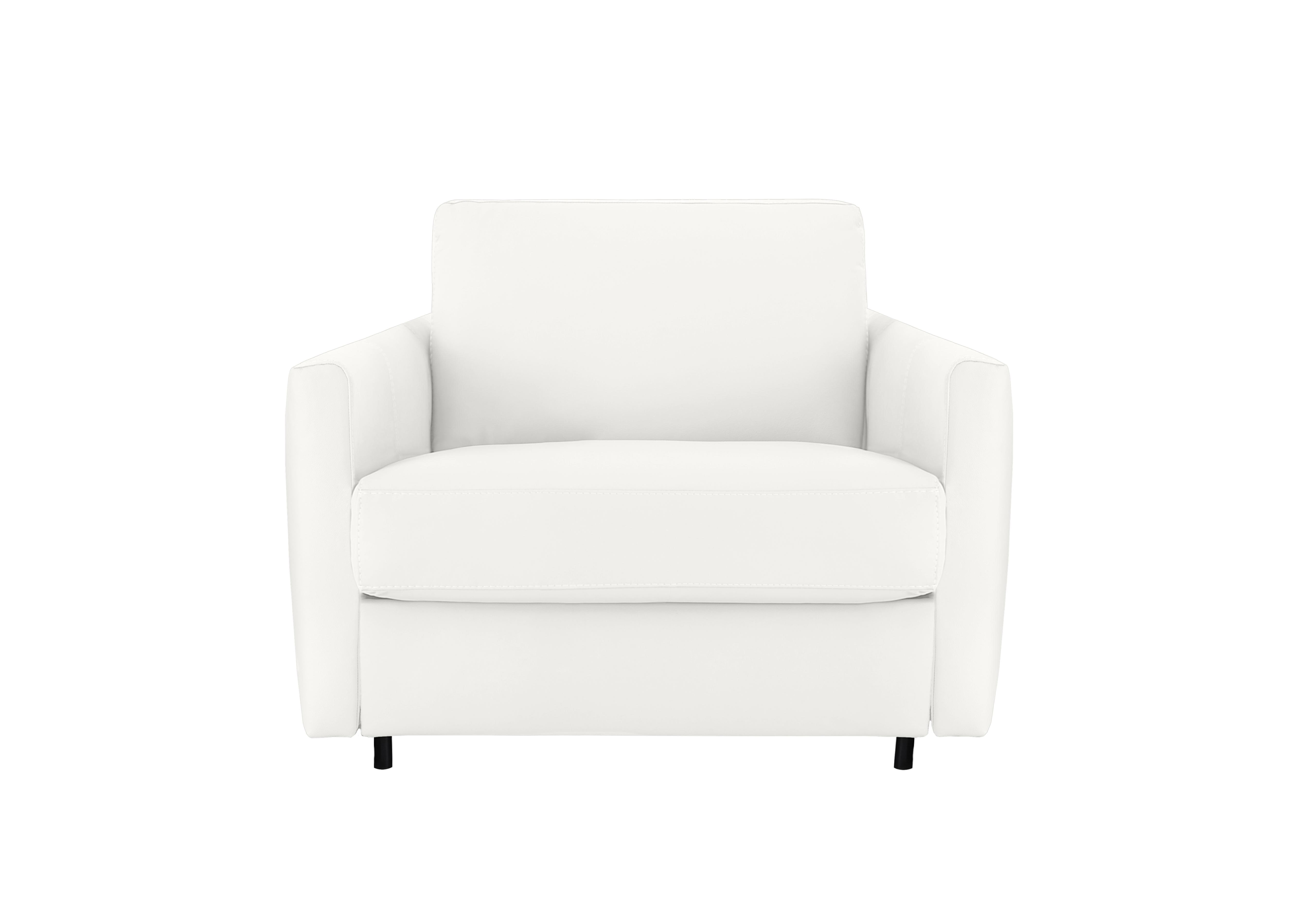 Alcova Leather Chair Sofa Bed with Slim Arms in Botero Bianco 2153 on Furniture Village