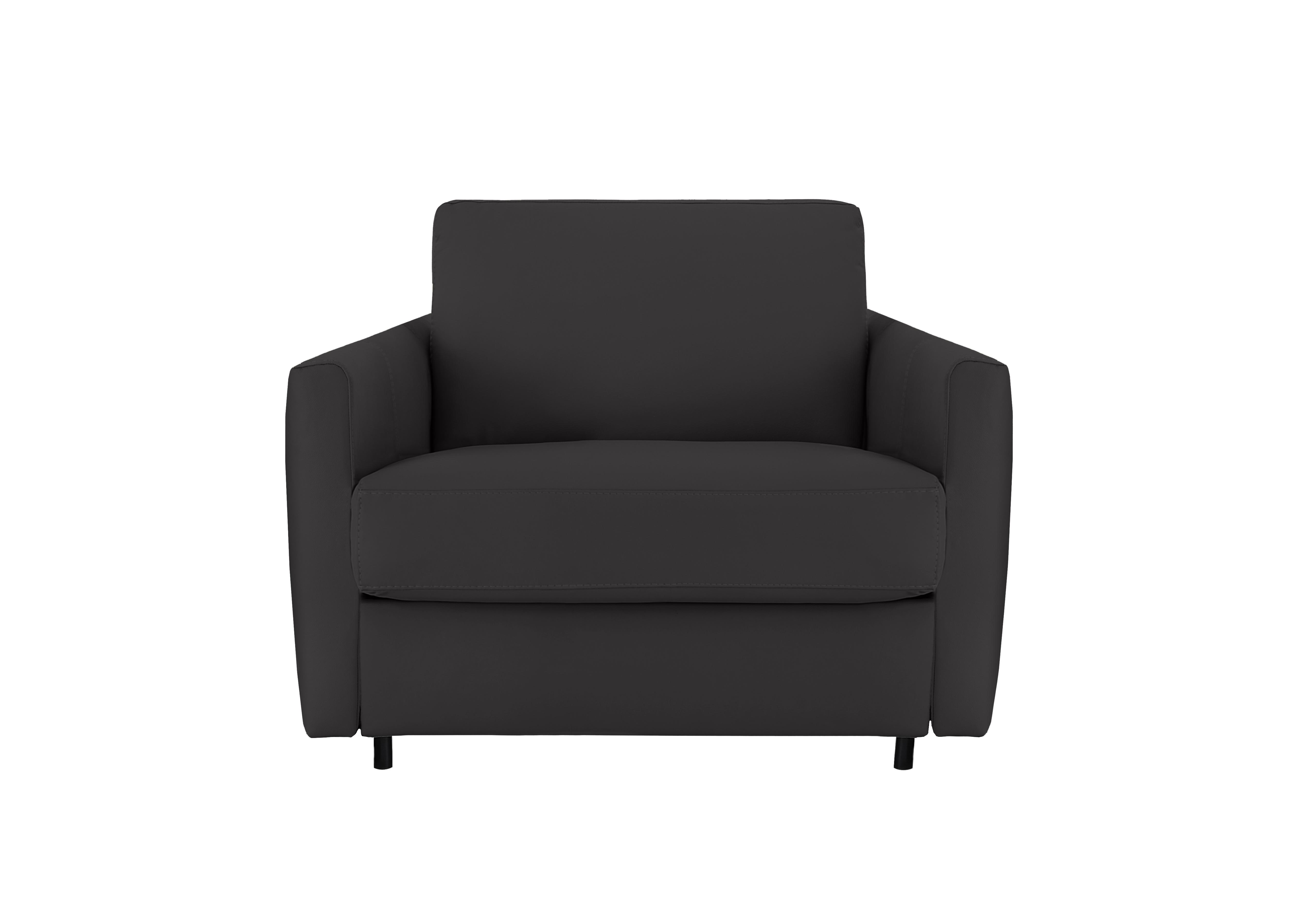 Alcova Leather Chair Sofa Bed with Slim Arms in Botero Nero 2154 on Furniture Village