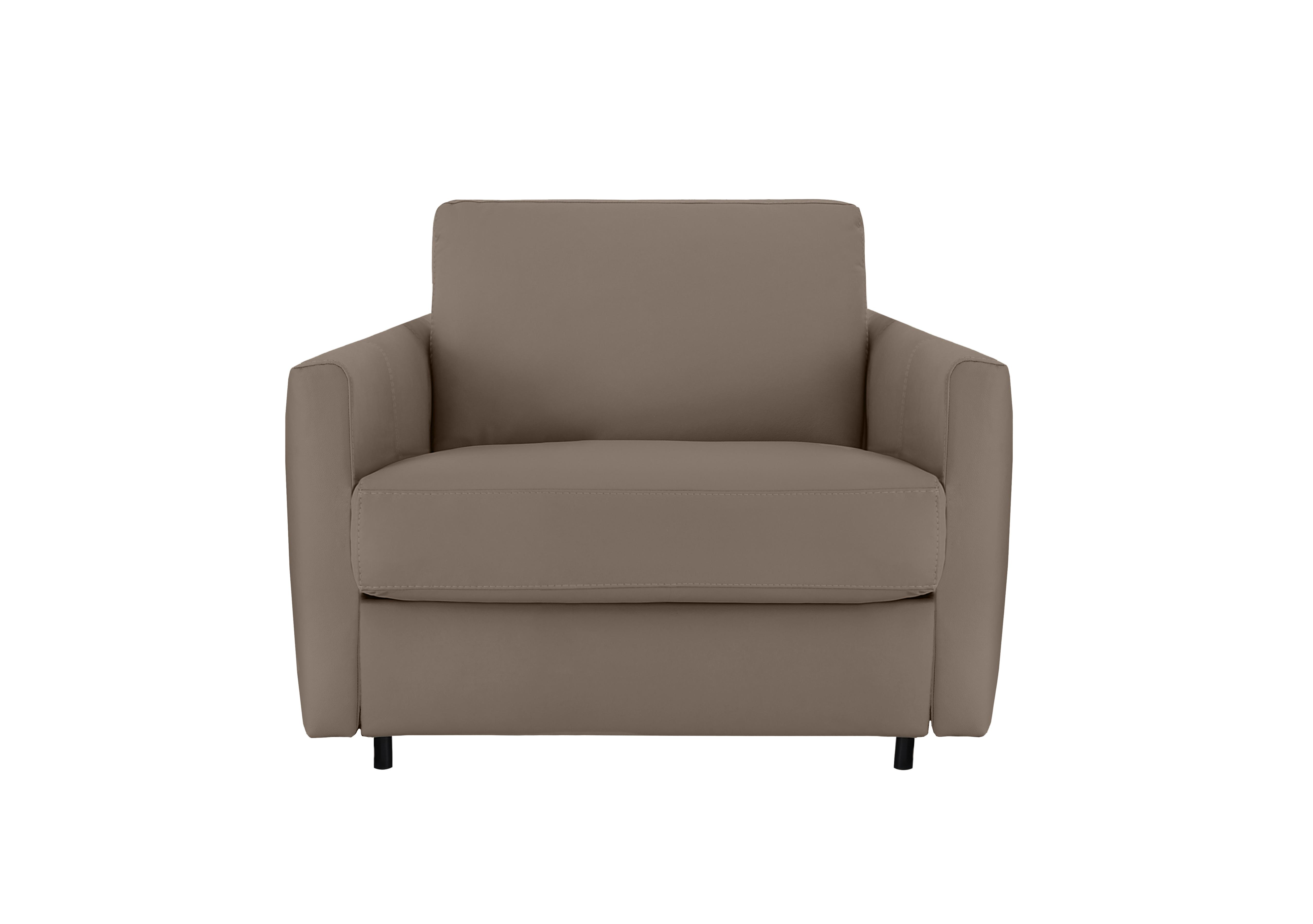 Alcova Leather Chair Sofa Bed with Slim Arms in Botero Taupe 2152 on Furniture Village