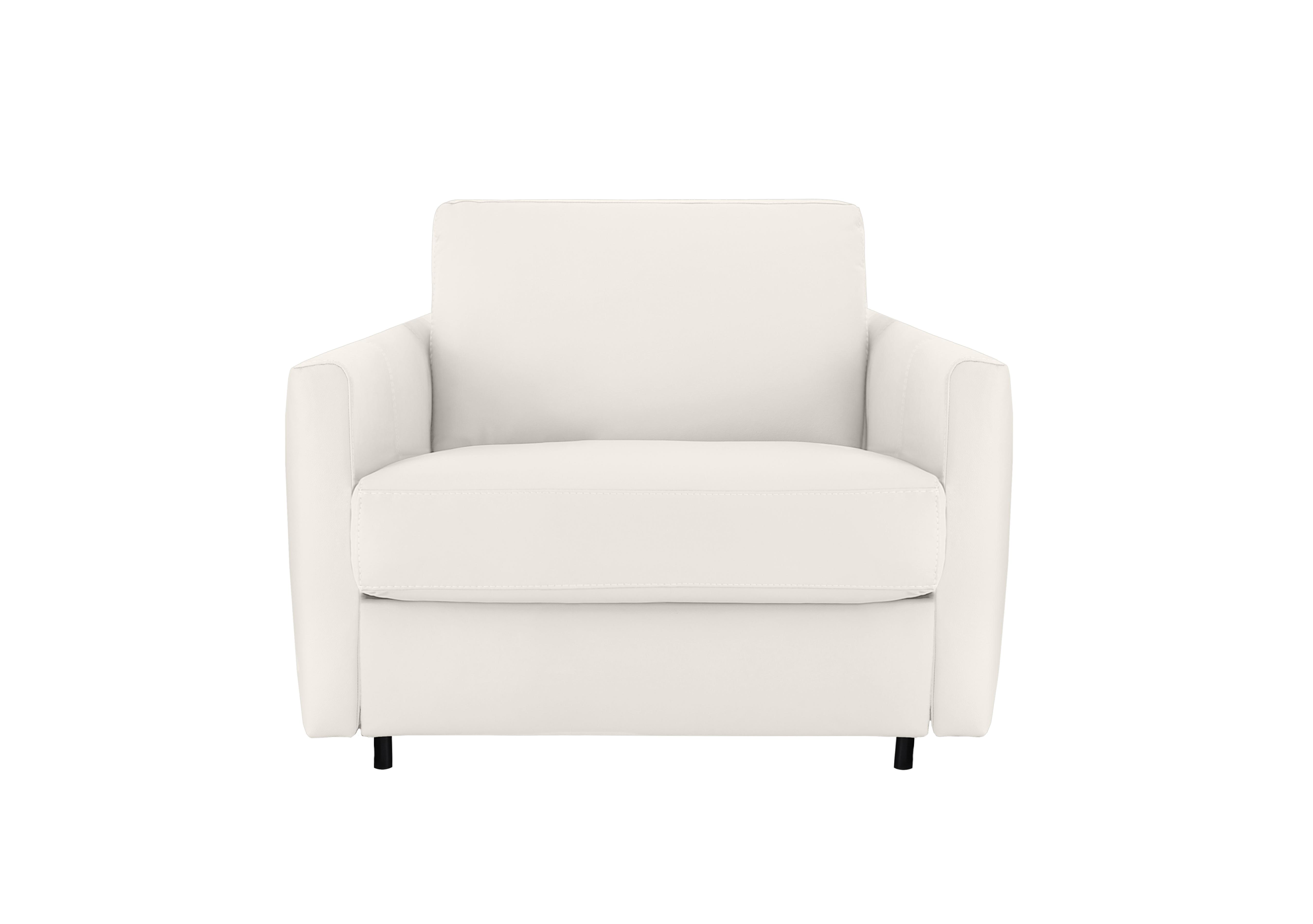 Alcova Leather Chair Sofa Bed with Slim Arms in Torello Bianco 93 on Furniture Village