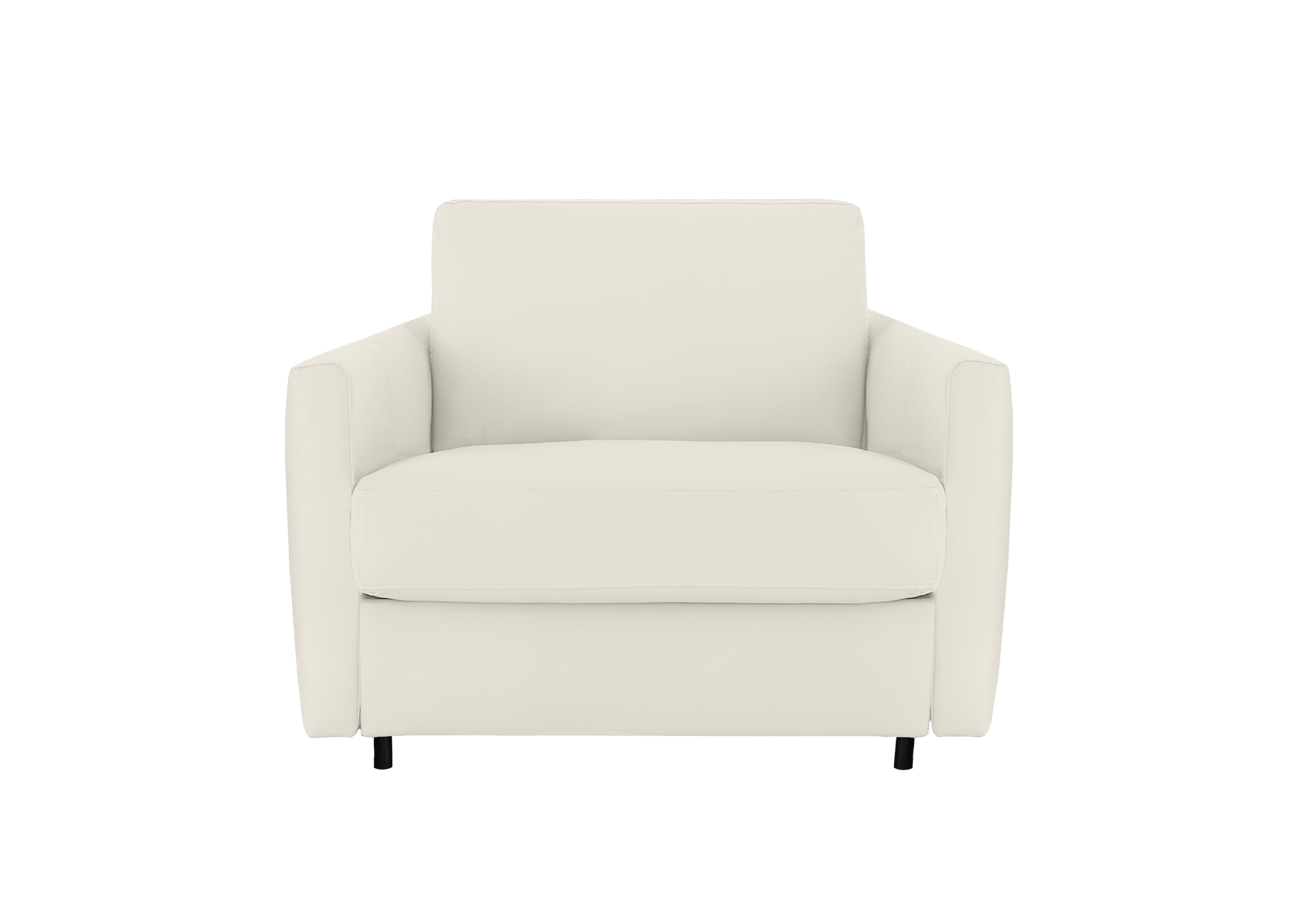 Alcova Leather Chair Sofa Bed with Slim Arms in Torello Bianco Puro 370 on Furniture Village