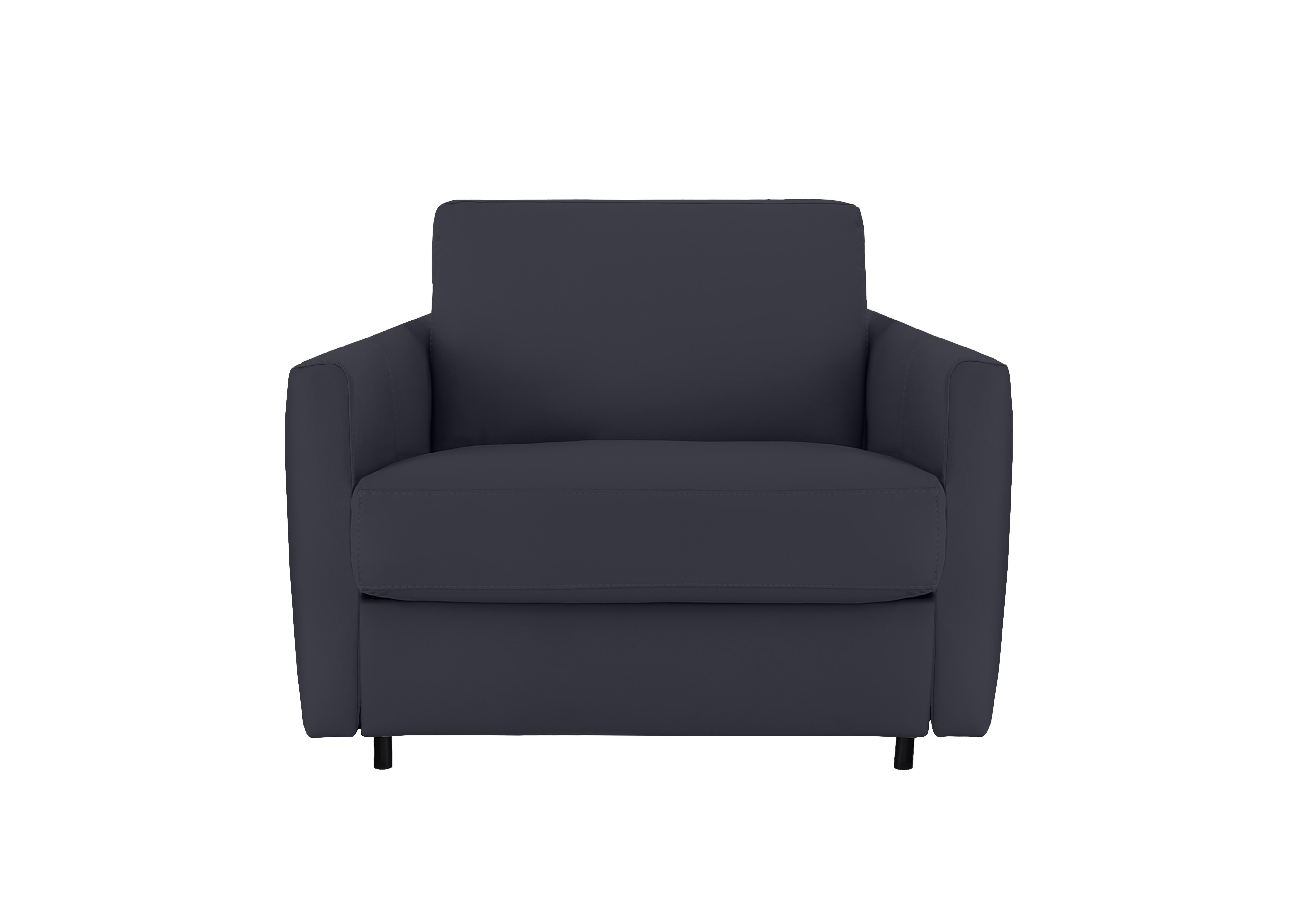 Alcova Leather Chair Sofa Bed with Slim Arms in Torello Blu 81 on Furniture Village