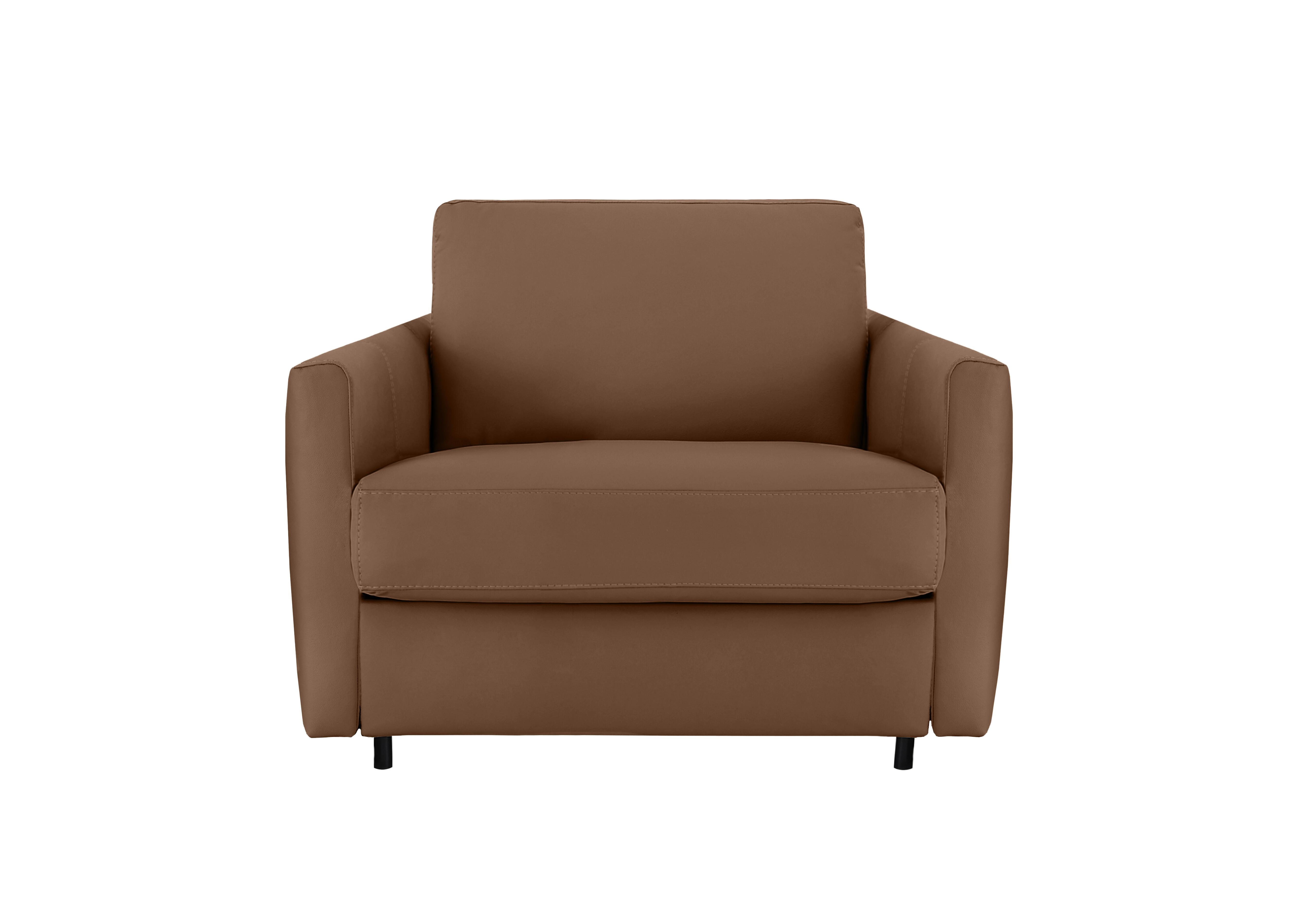 Alcova Leather Chair Sofa Bed with Slim Arms in Torello Cuoio 372 on Furniture Village