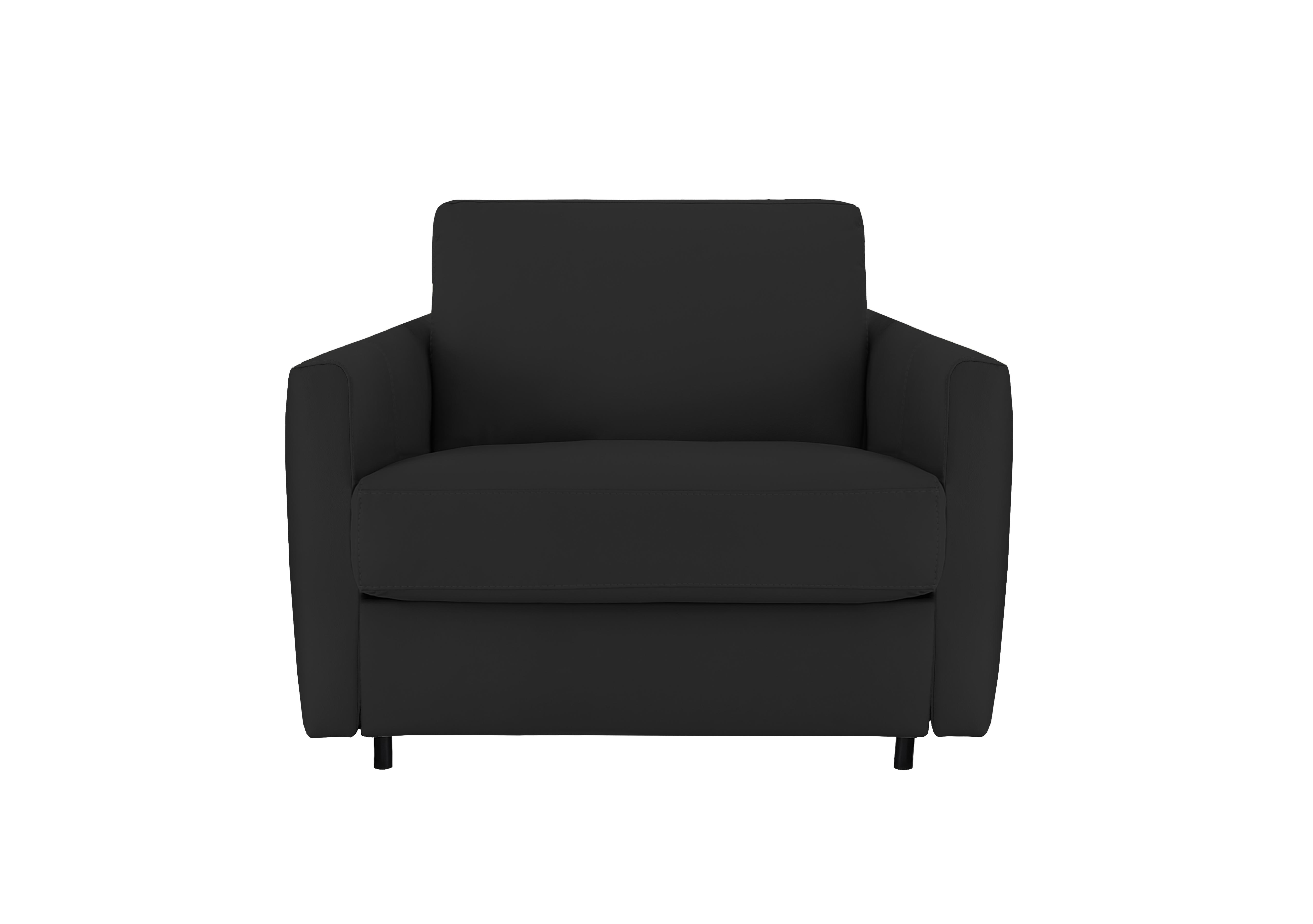 Alcova Leather Chair Sofa Bed with Slim Arms in Torello Nero 71 on Furniture Village