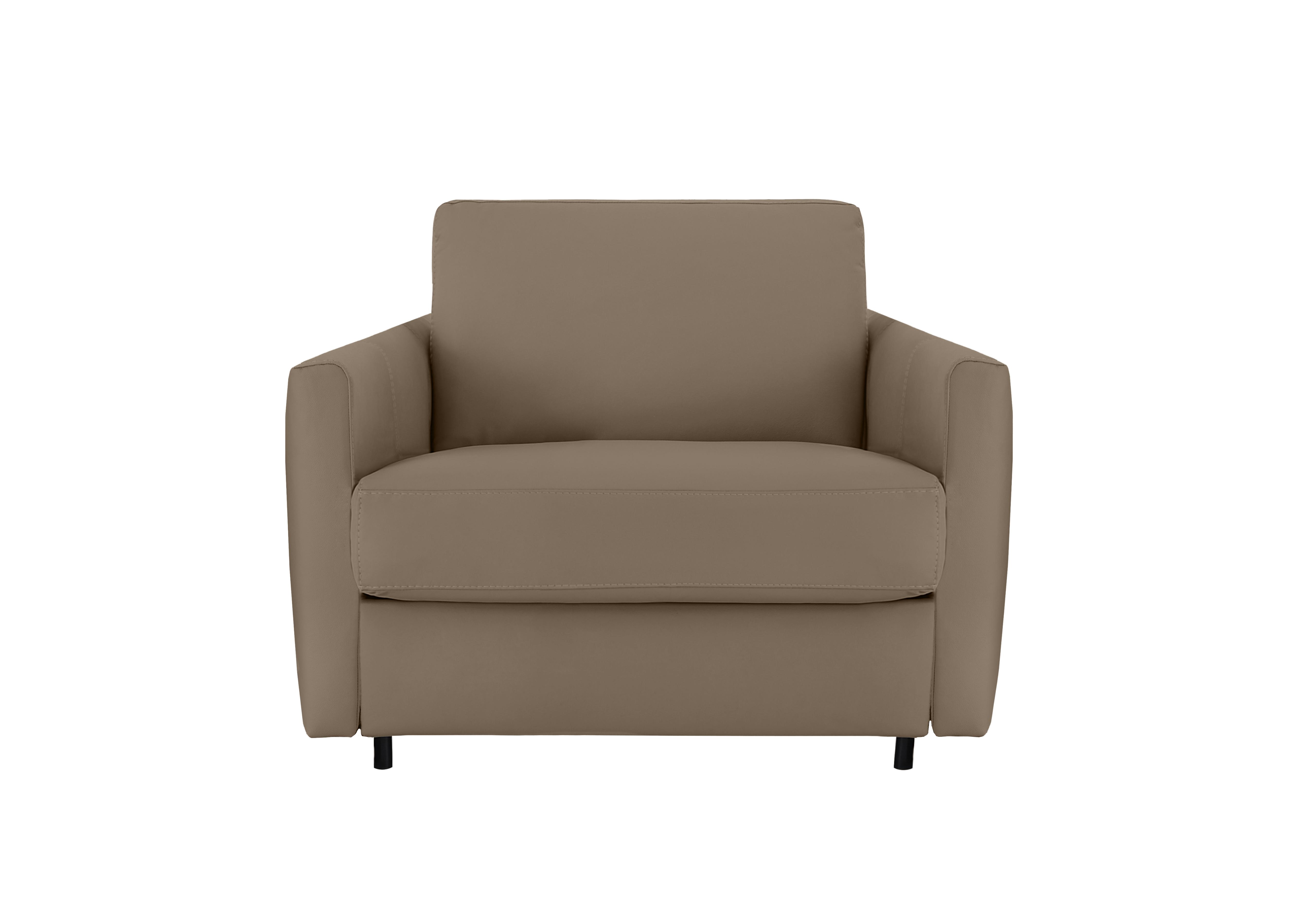 Alcova Leather Chair Sofa Bed with Slim Arms in Torello Taupe 312 on Furniture Village