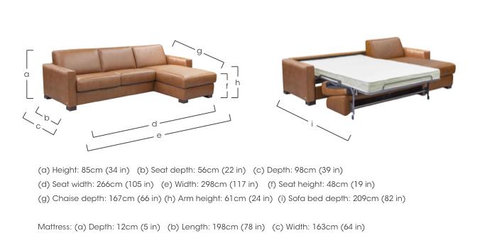 Alcova 3 Seater Leather Sofa Bed with Storage Chaise and Box Arms in  on Furniture Village