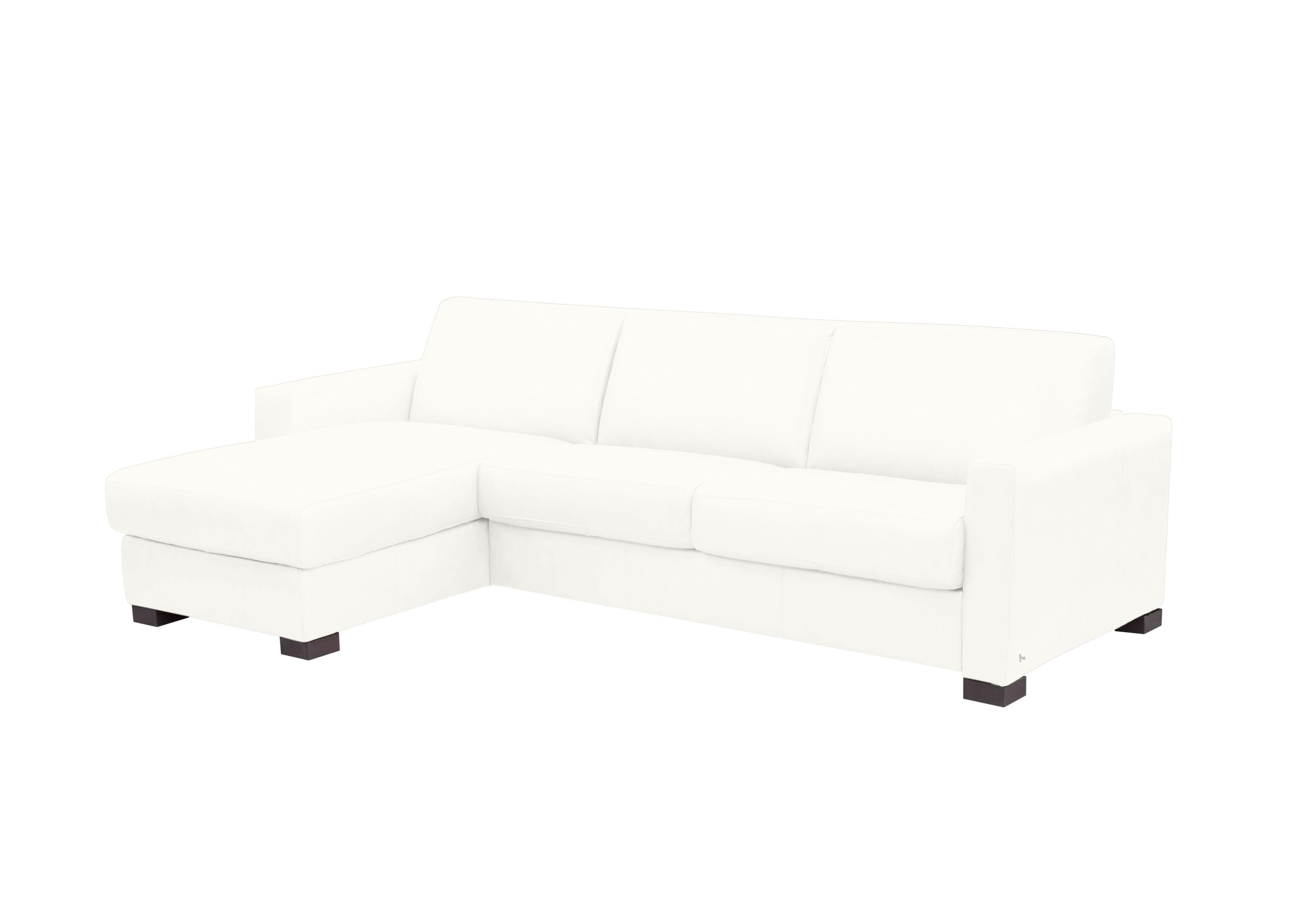 Alcova 3 Seater Leather Sofa Bed with Storage Chaise and Box Arms in Botero Bianco 2153 on Furniture Village
