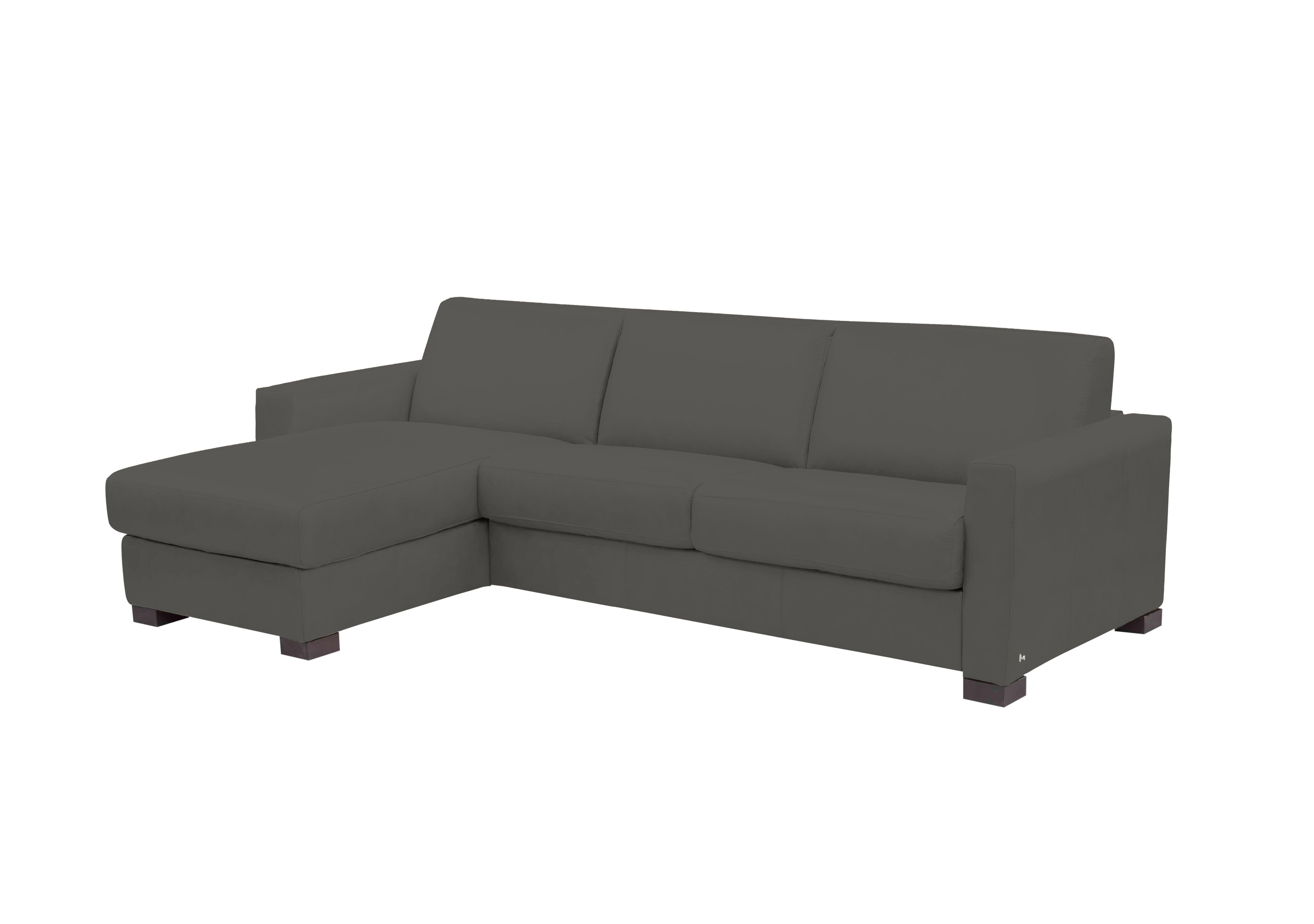 Alcova 3 Seater Leather Sofa Bed with Storage Chaise and Box Arms in Botero Grigio 2162 on Furniture Village