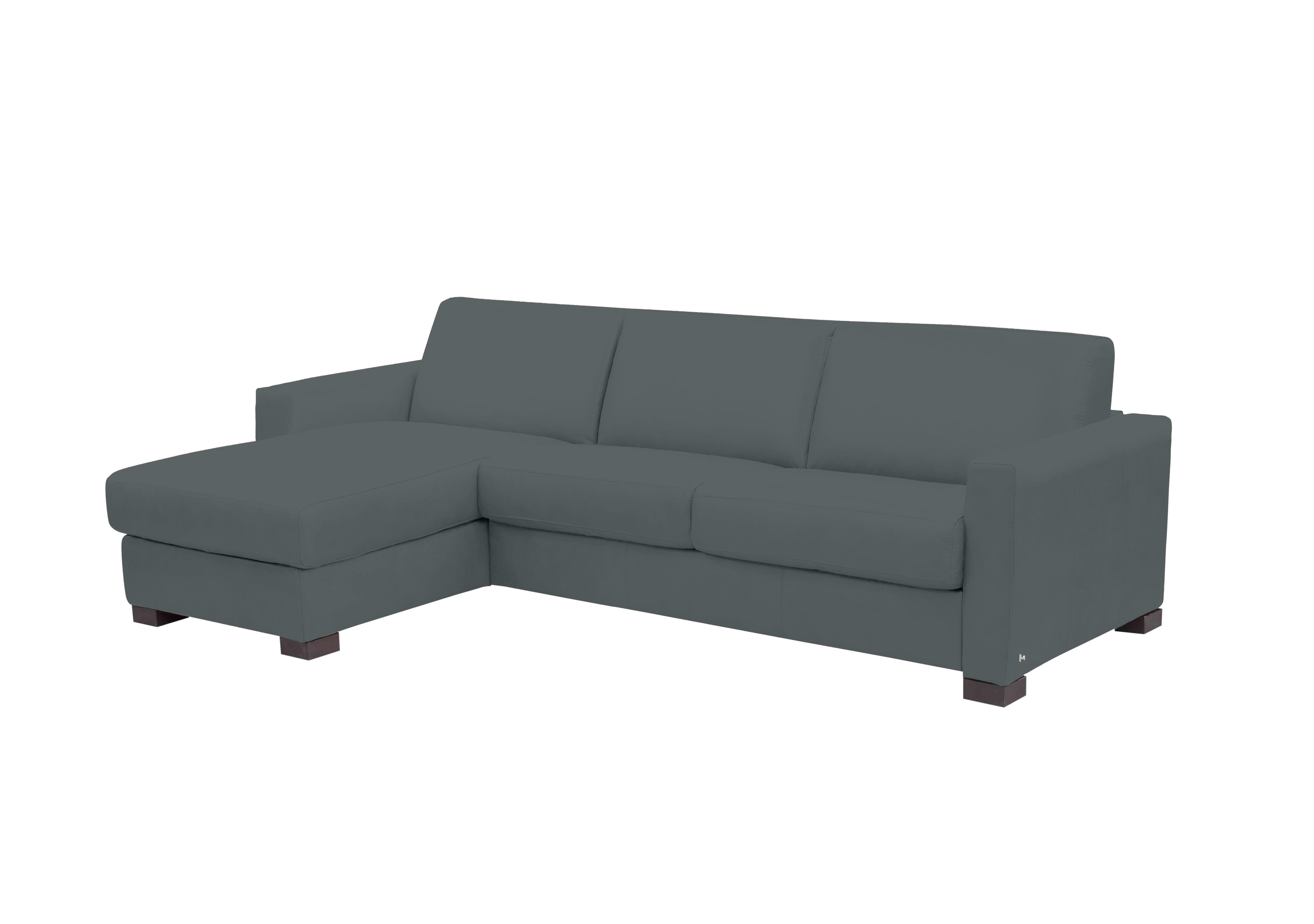 Alcova 3 Seater Leather Sofa Bed with Storage Chaise and Box Arms in Botero Ottanio 2155 on Furniture Village