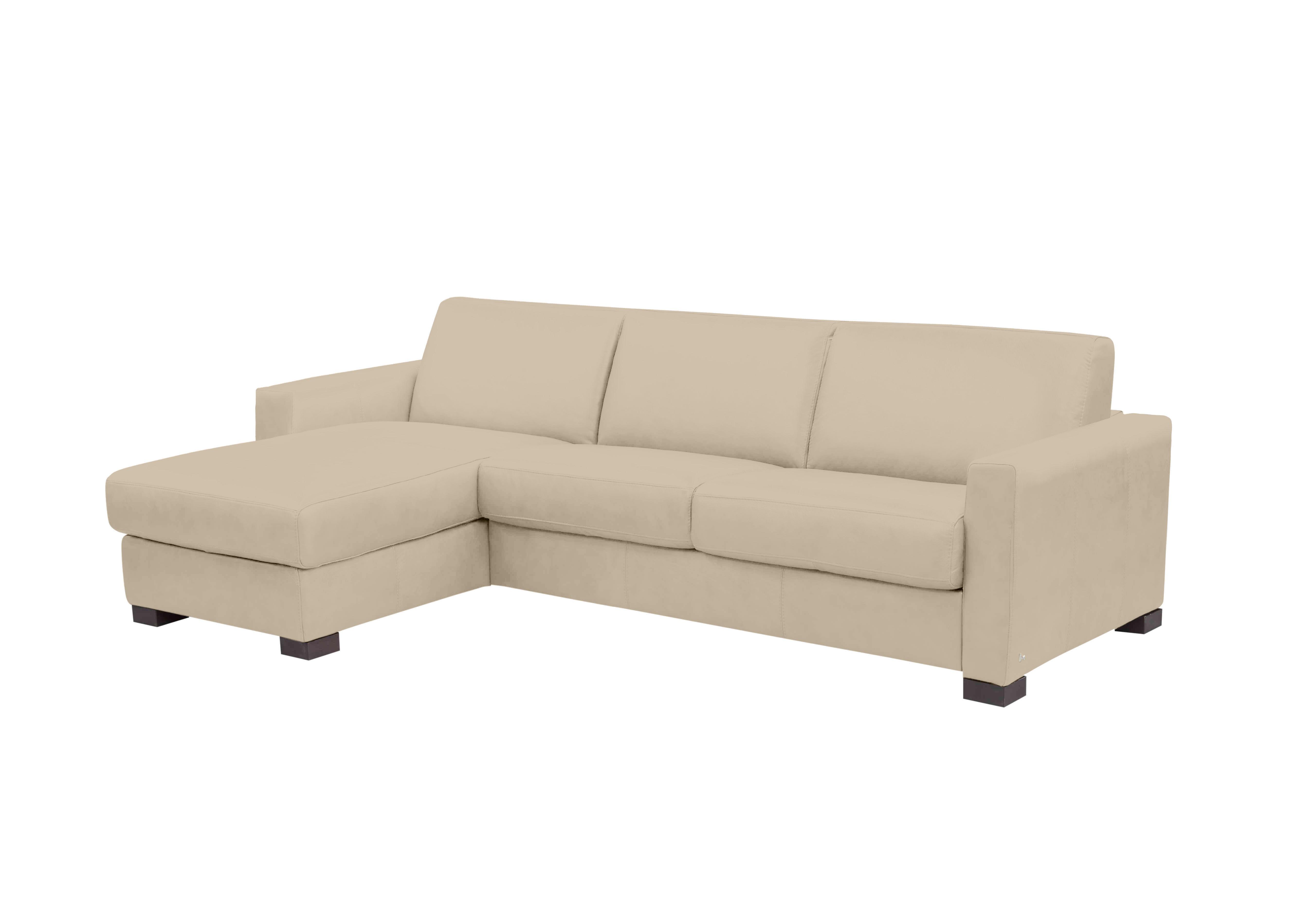 Alcova 3 Seater Leather Sofa Bed with Storage Chaise and Box Arms in Torello Fango 352 on Furniture Village