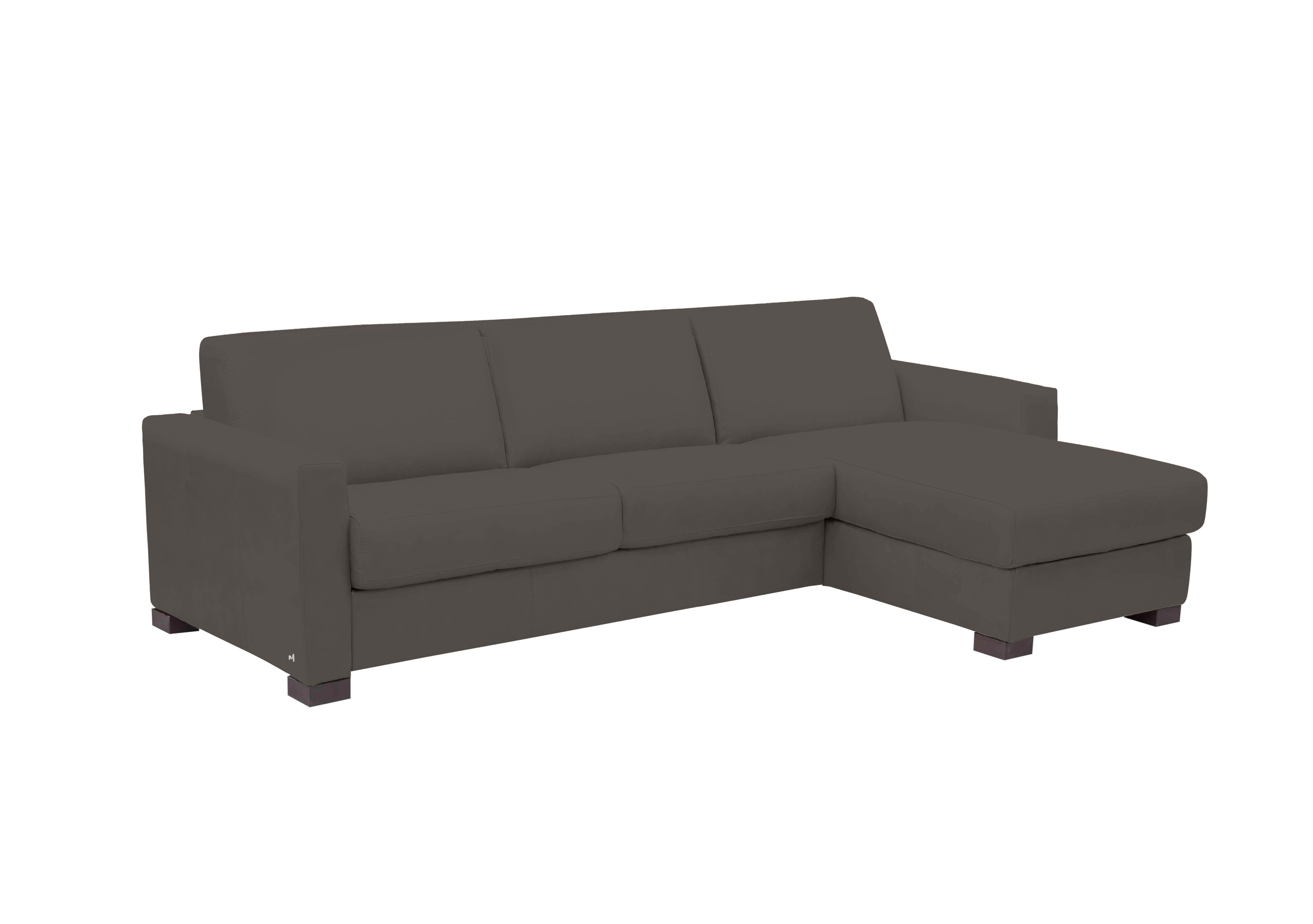 Alcova 3 Seater Leather Sofa Bed with Storage Chaise and Box Arms in Torello Grigio Scuro 327 on Furniture Village
