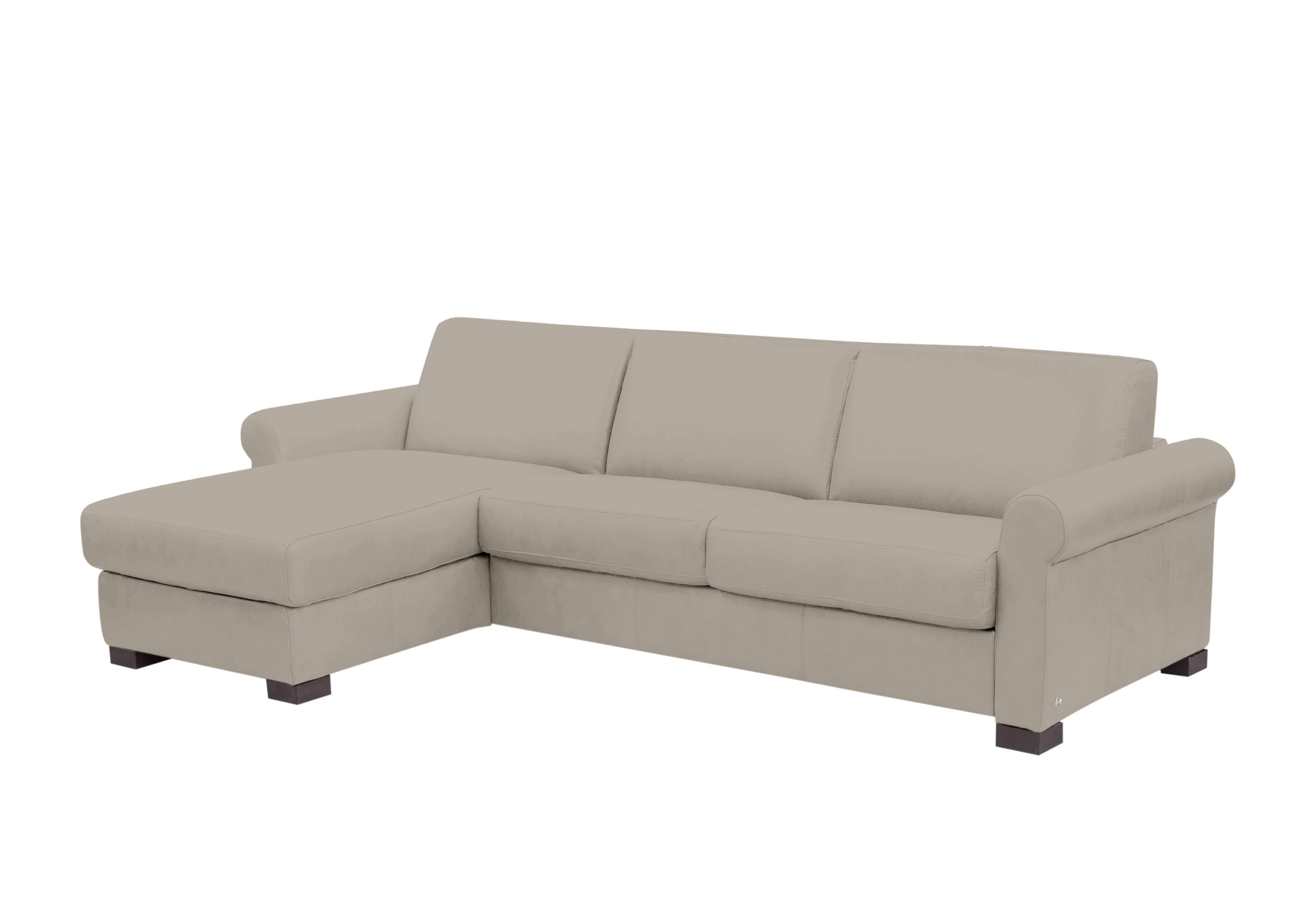 Alcova 3 Seater Leather Sofa Bed with Storage Chaise with Scroll Arms in Torello Fango 352 on Furniture Village