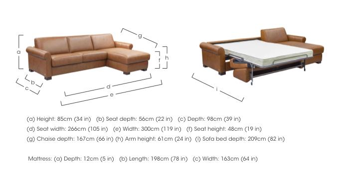 Alcova 3 Seater Leather Sofa Bed with Storage Chaise with Scroll Arms in  on Furniture Village