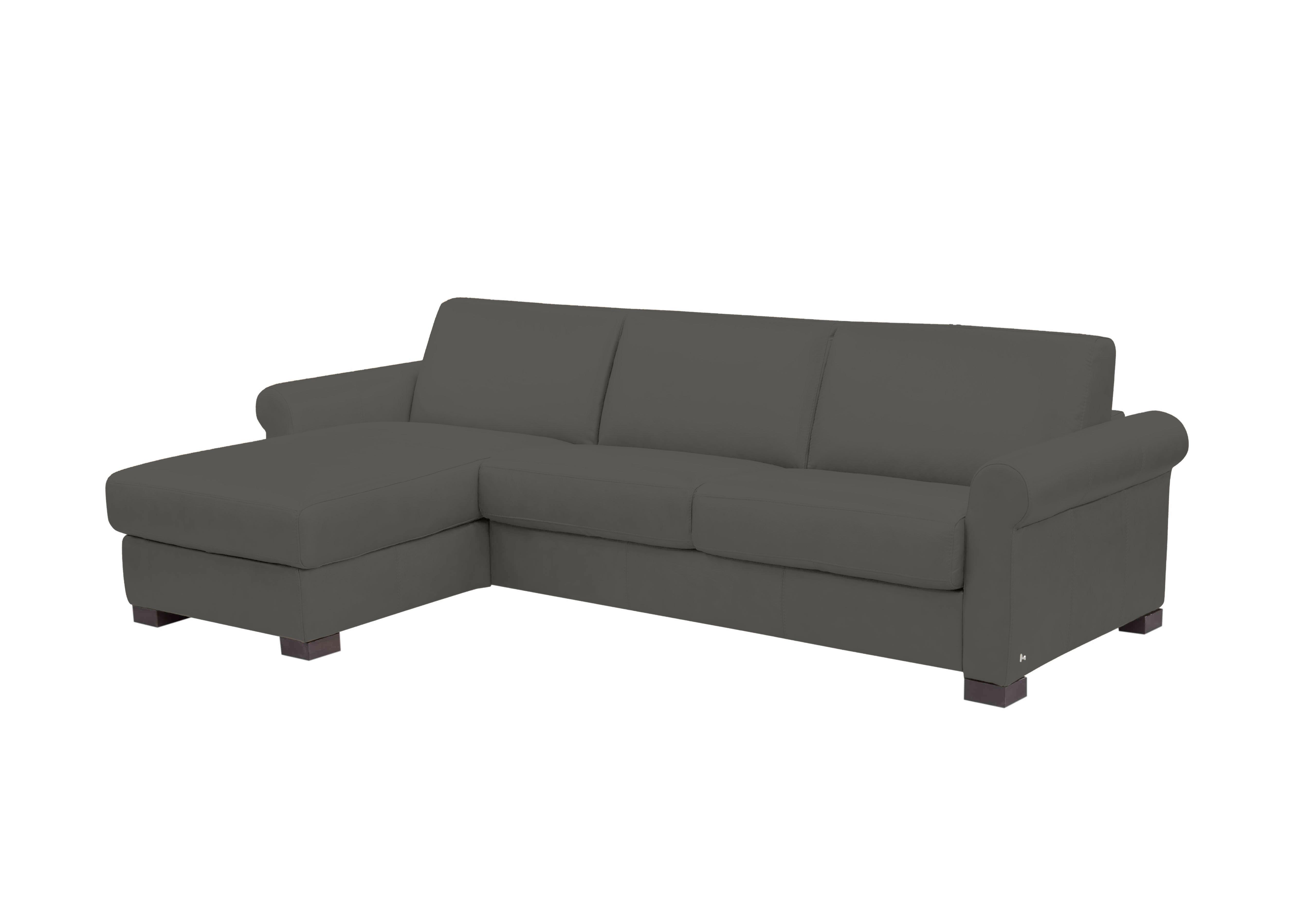 Alcova 3 Seater Leather Sofa Bed with Storage Chaise with Scroll Arms in Botero Grigio 2162 on Furniture Village
