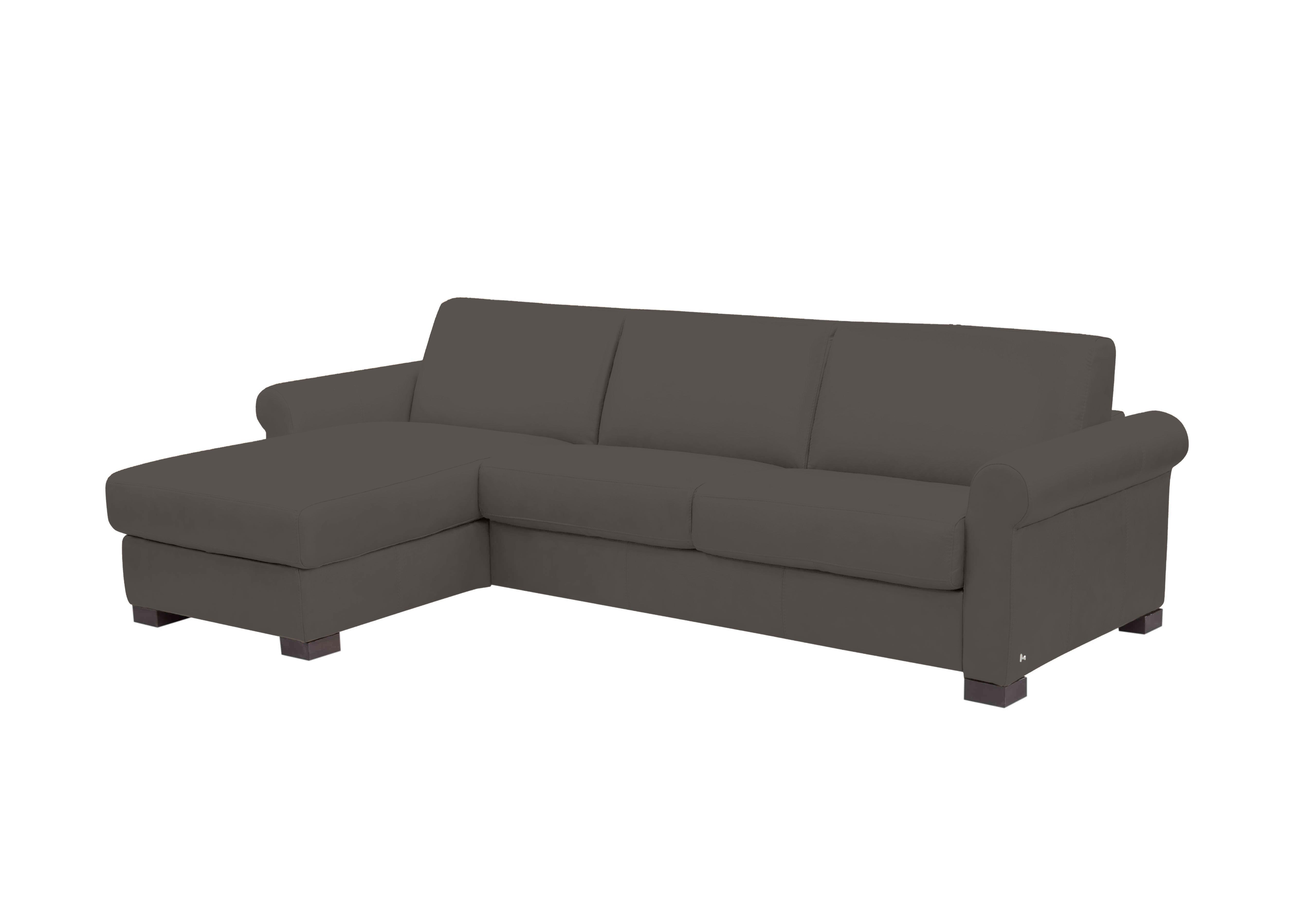 Alcova 3 Seater Leather Sofa Bed with Storage Chaise with Scroll Arms in Torello Grigio Scuro 327 on Furniture Village