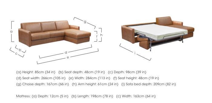 Alcova 3 Seater Leather Sofa Bed with Storage Chaise and Slim Arms in  on Furniture Village