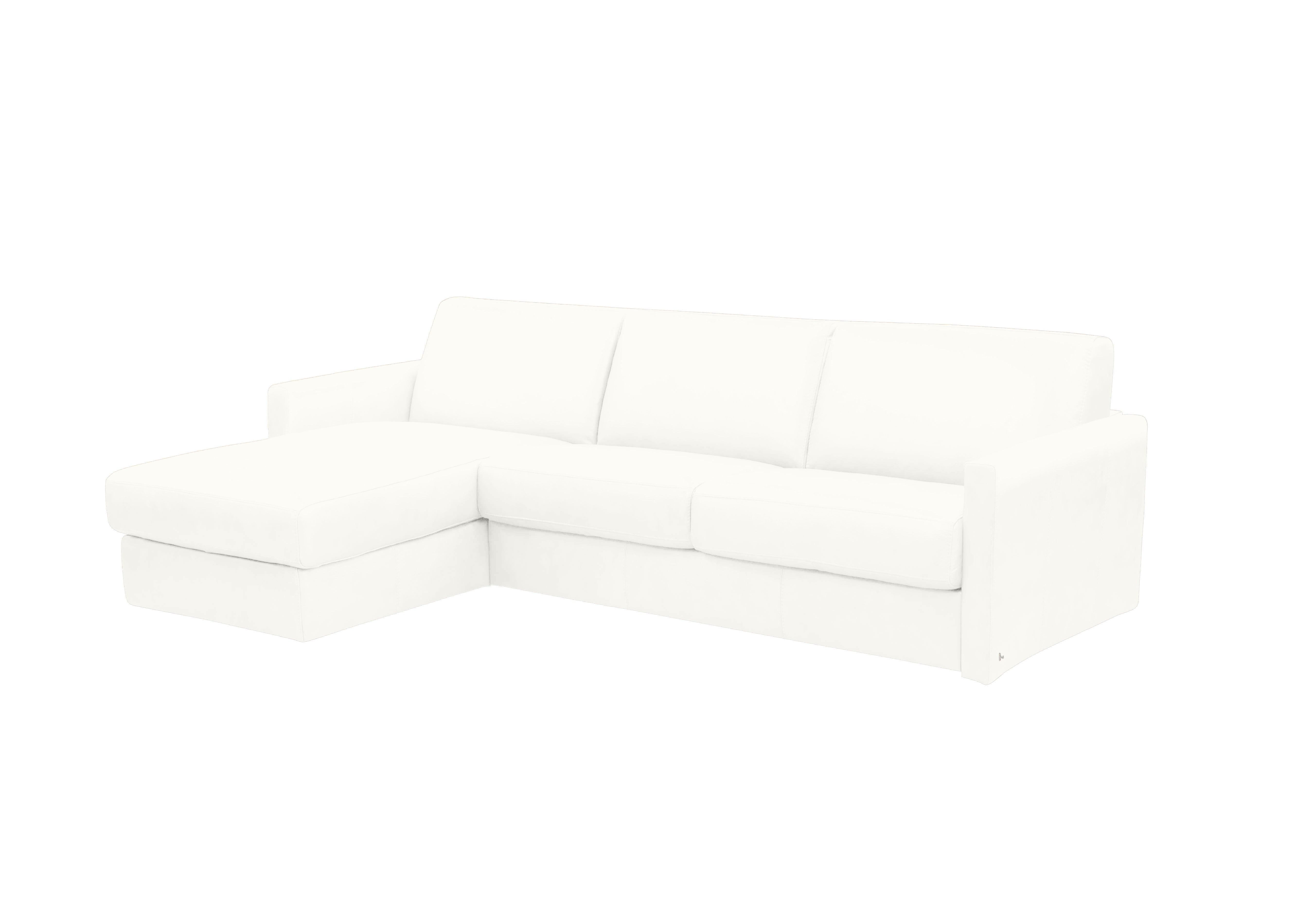 Alcova 3 Seater Leather Sofa Bed with Storage Chaise and Slim Arms in Botero Bianco 2153 on Furniture Village