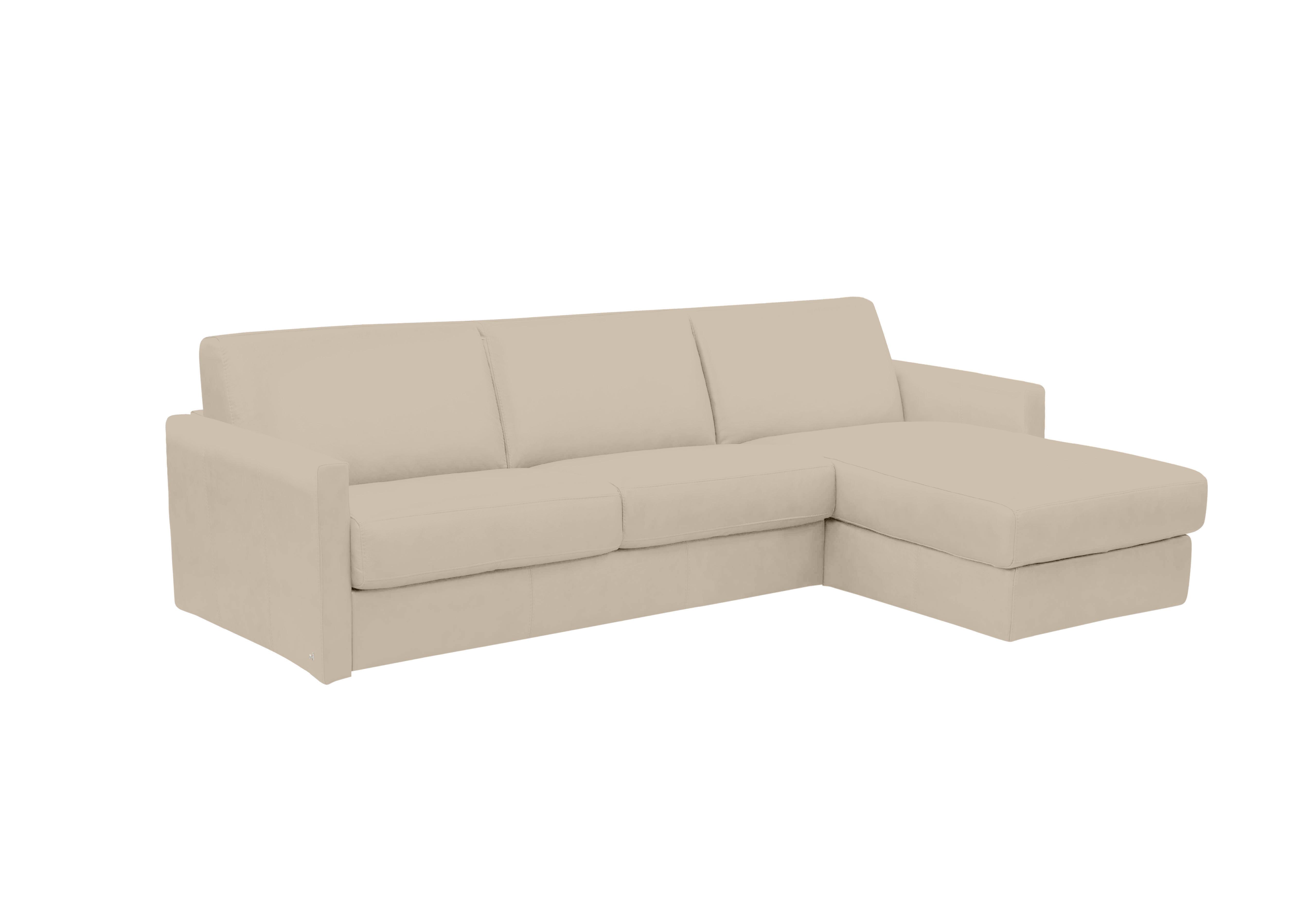 Alcova 3 Seater Leather Sofa Bed with Storage Chaise and Slim Arms in Botero Crema 2156 on Furniture Village