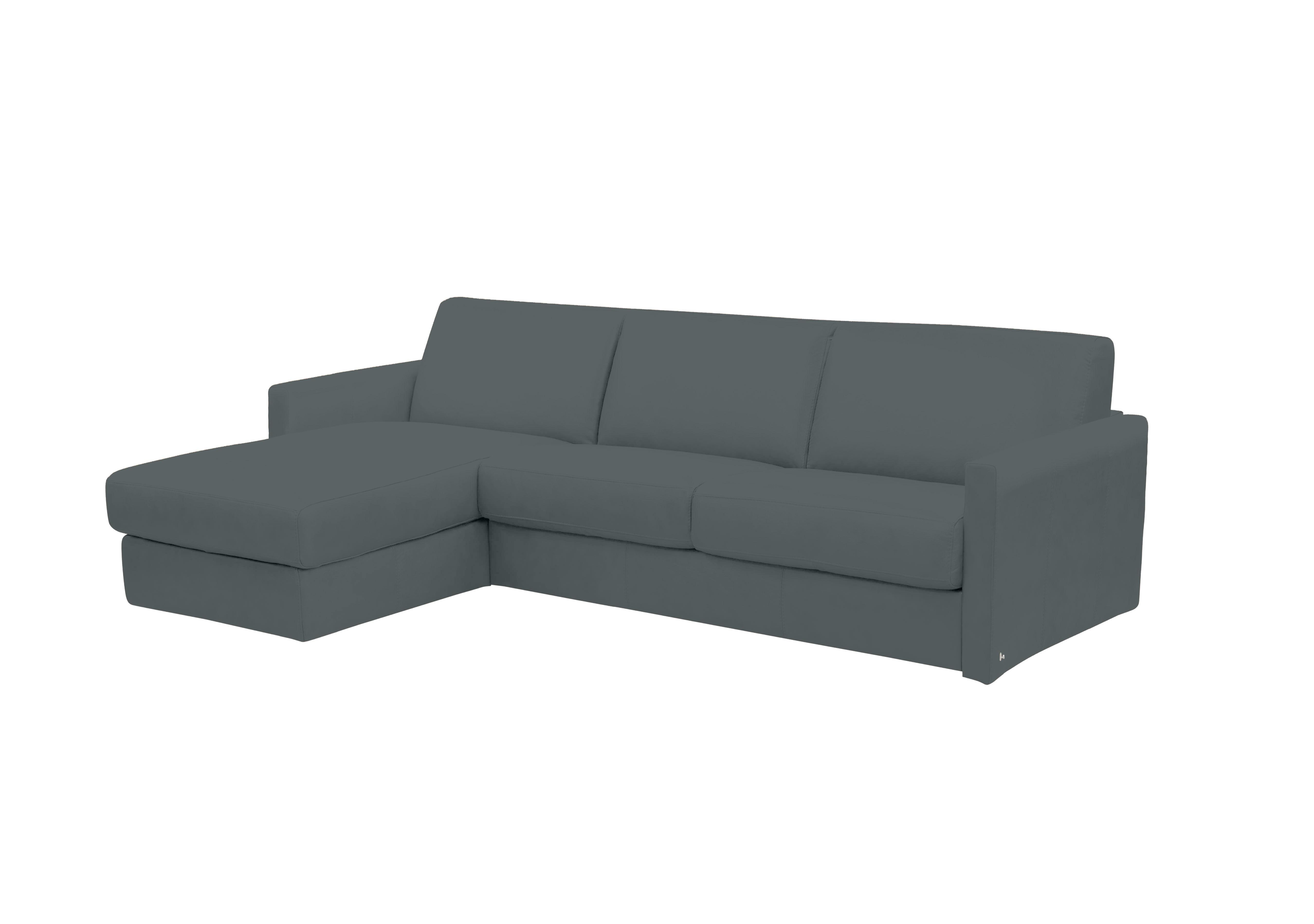 Alcova 3 Seater Leather Sofa Bed with Storage Chaise and Slim Arms in Botero Ottanio 2155 on Furniture Village