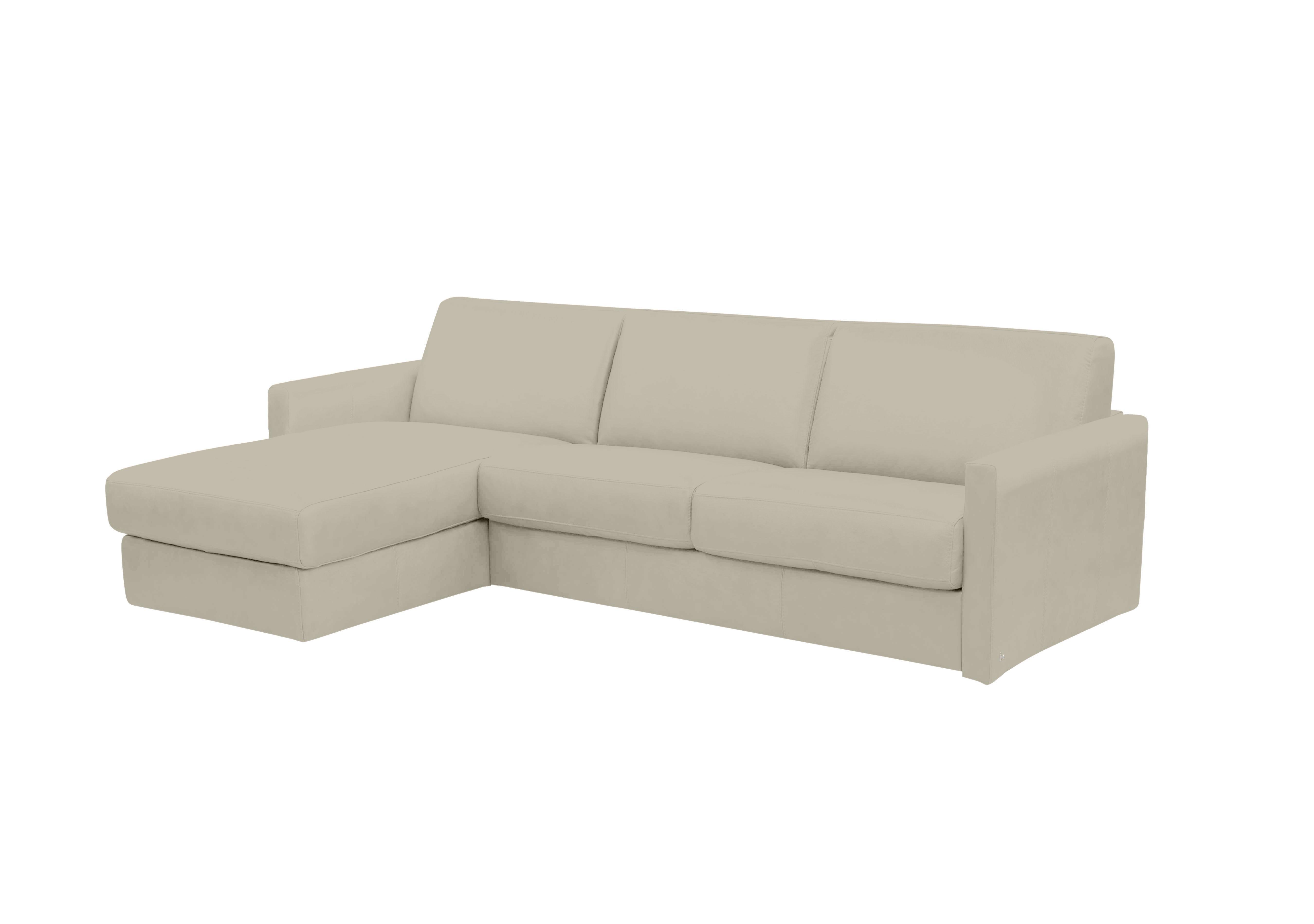 Alcova 3 Seater Leather Sofa Bed with Storage Chaise and Slim Arms in Torello Tortora 328 on Furniture Village