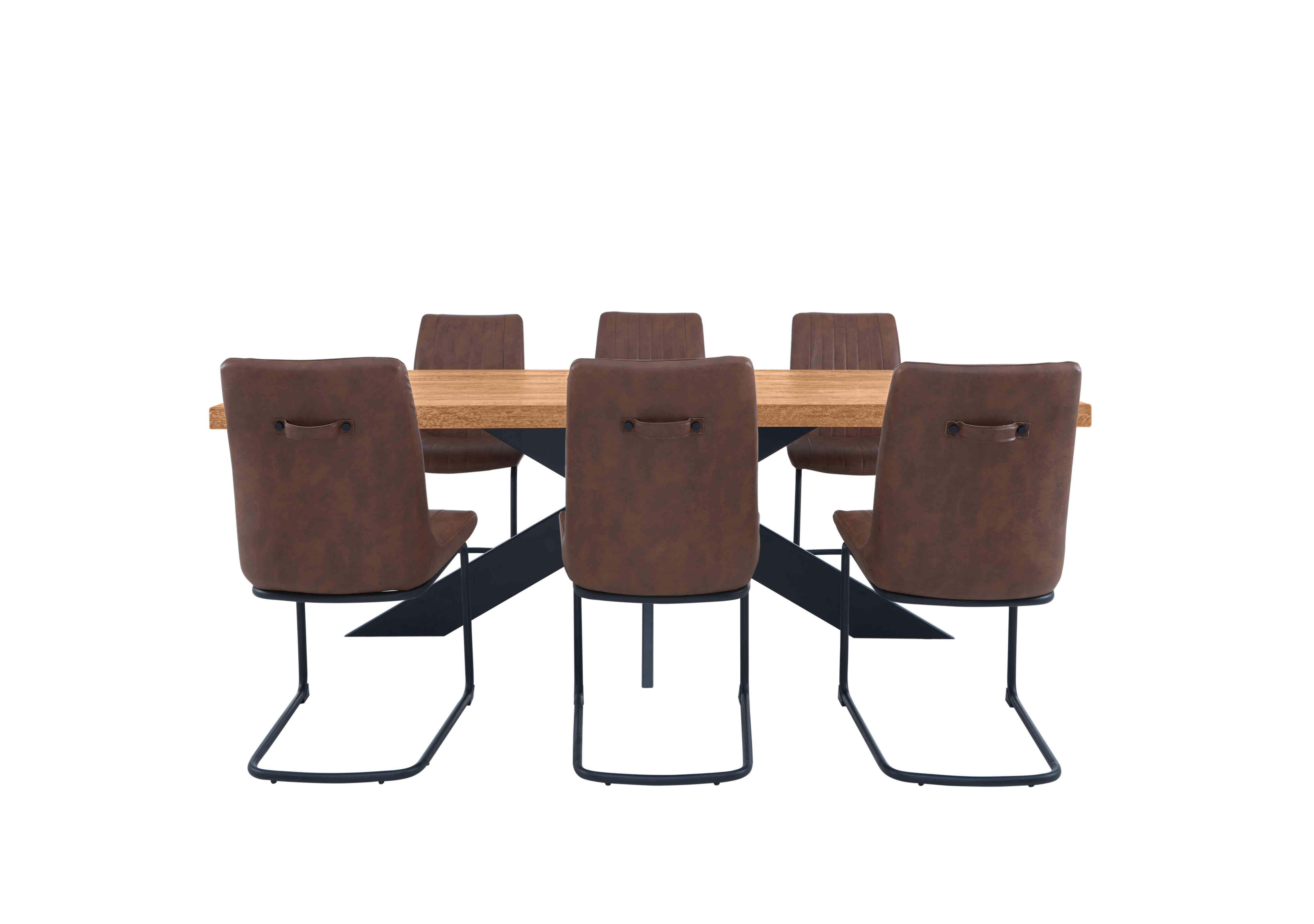 Terra Dining Table with Star Leg & 6 Cognac Chairs in 01 Oiled on Furniture Village