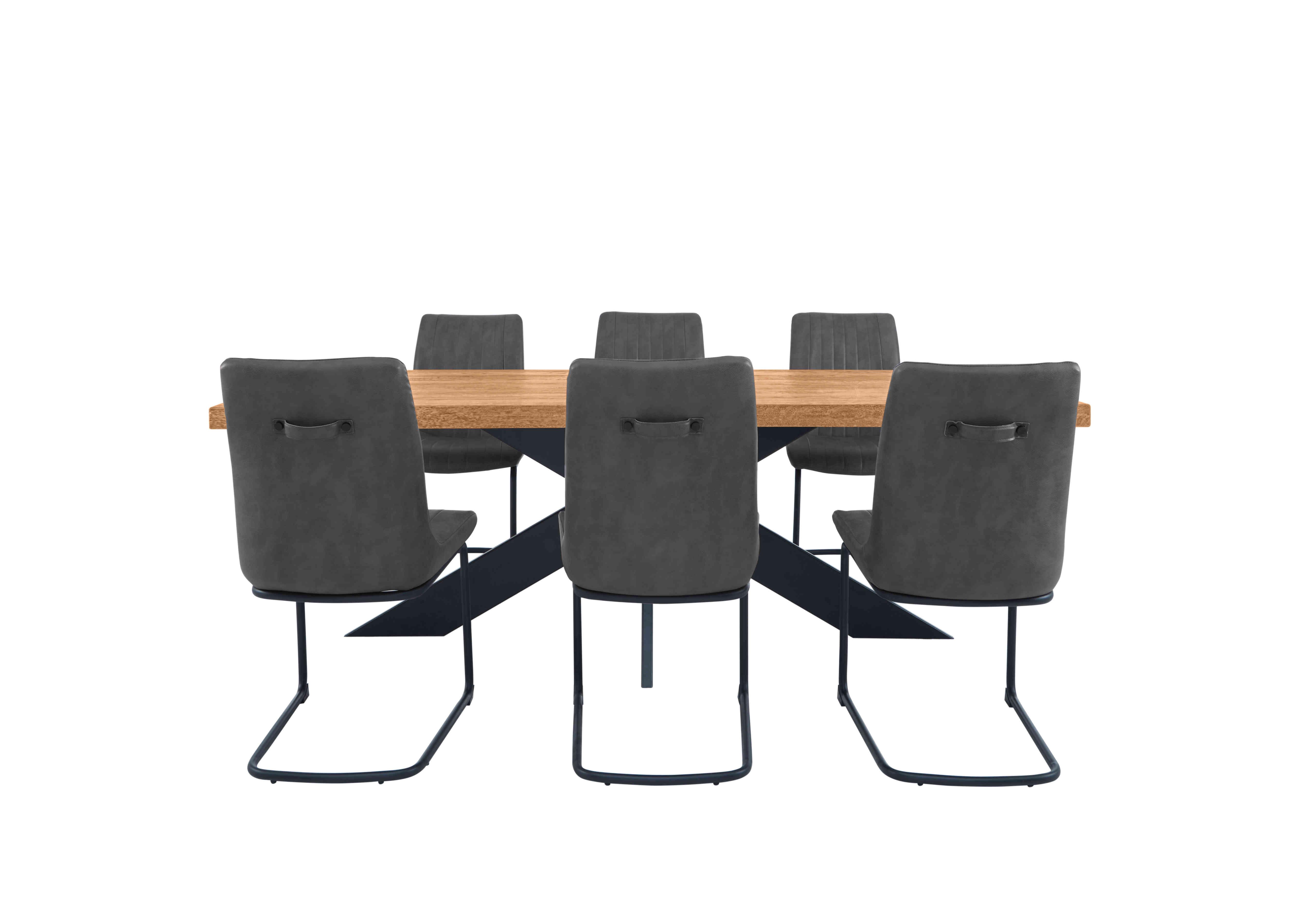 Terra Dining Table with Star Leg & 6 Grey Chairs in 01 Oiled on Furniture Village