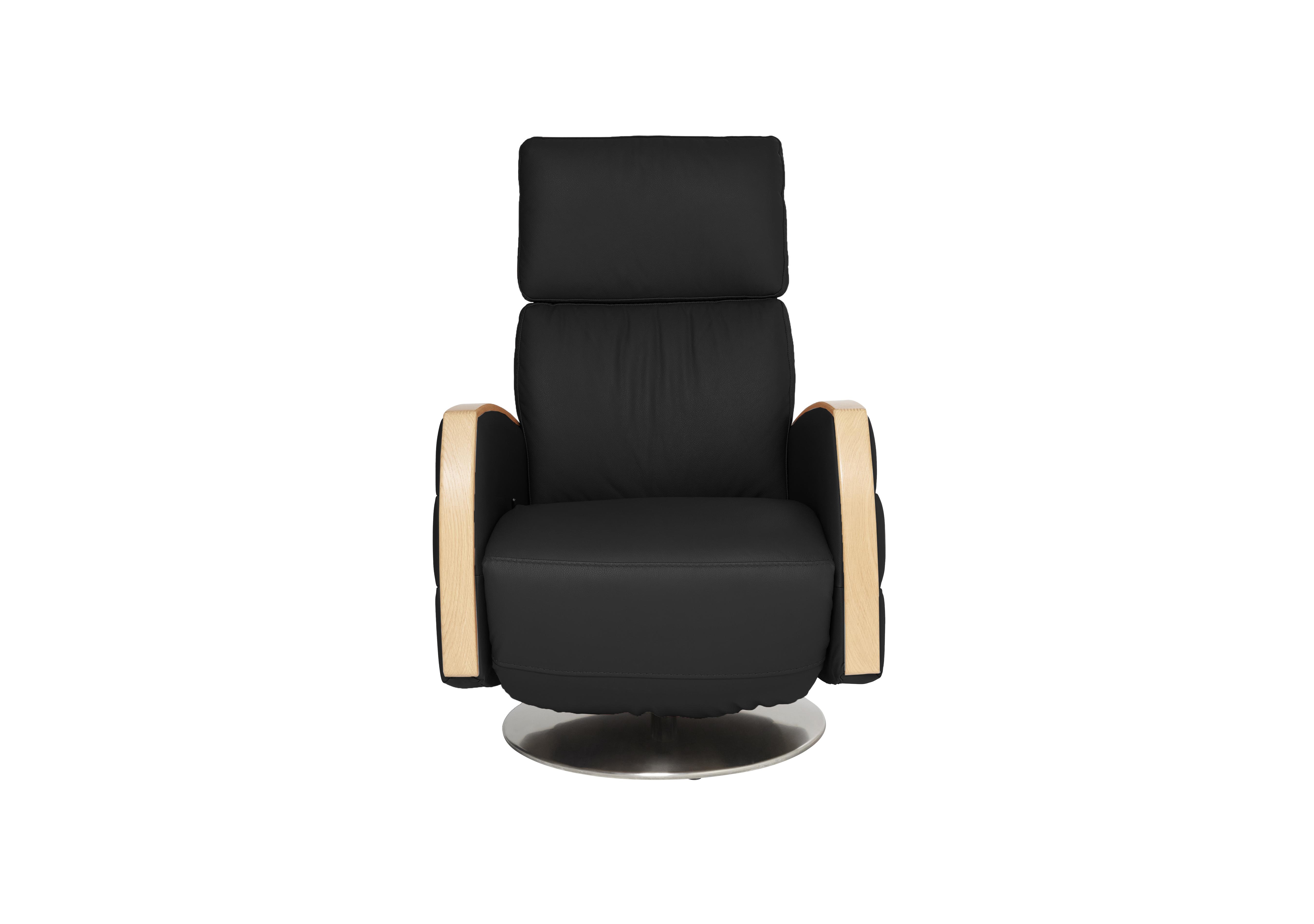 Noto Leather Recliner Chair in L900 Black on Furniture Village