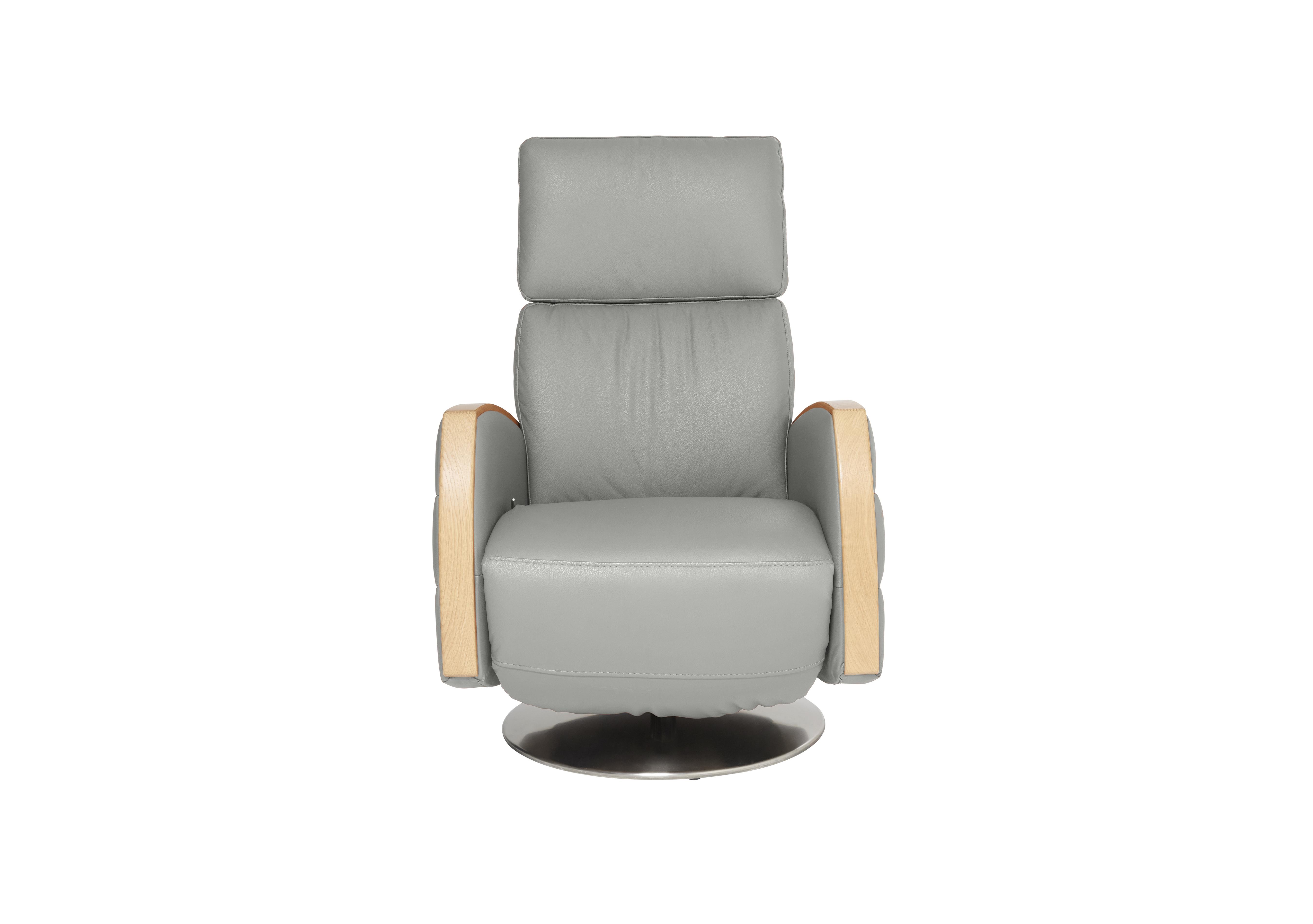 Noto Leather Recliner Chair in L956 Grey 1 on Furniture Village