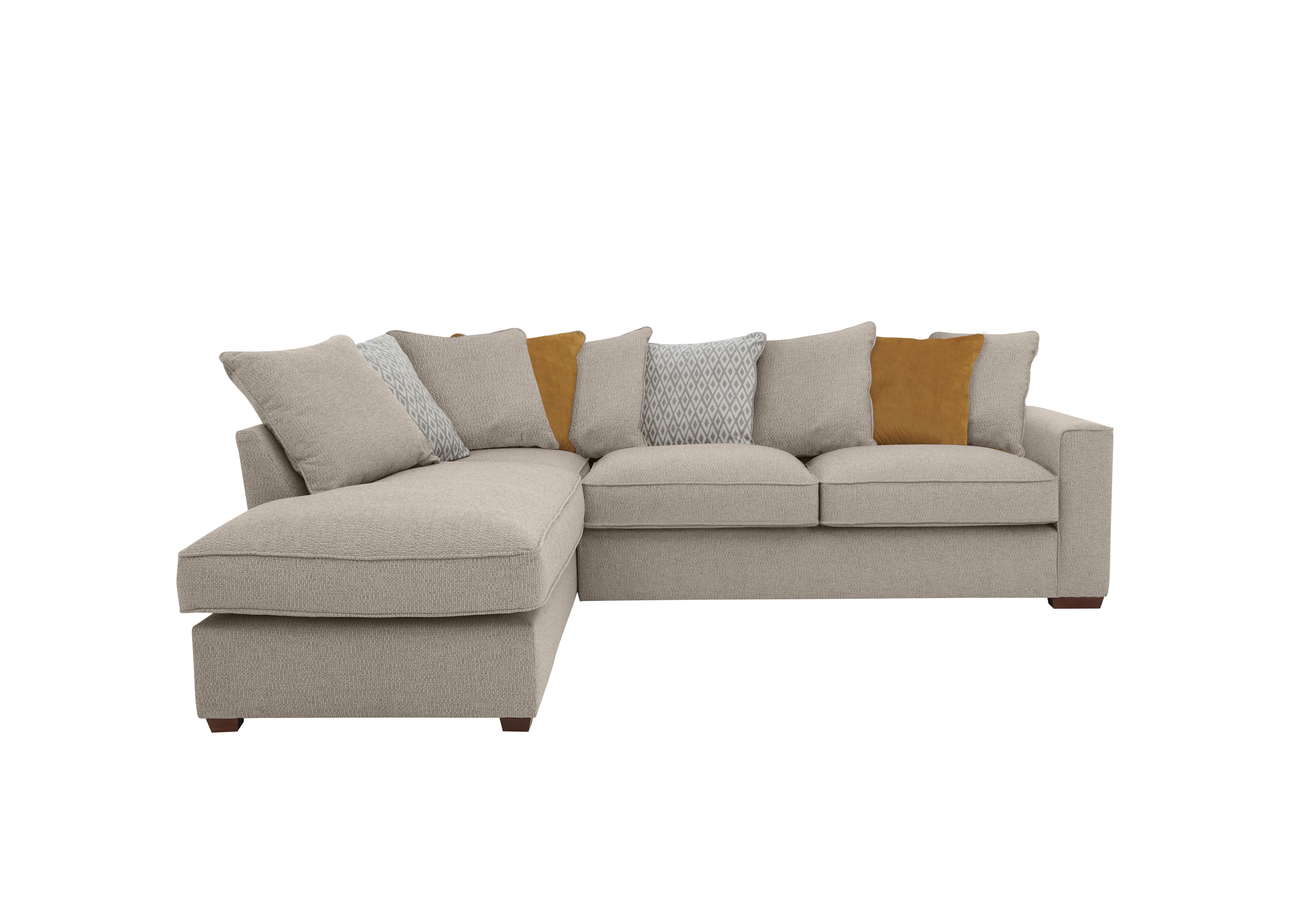 Cory Fabric Corner Chaise Scatter Back Sofa Bed in Dallas Natural Mustard Pack on Furniture Village
