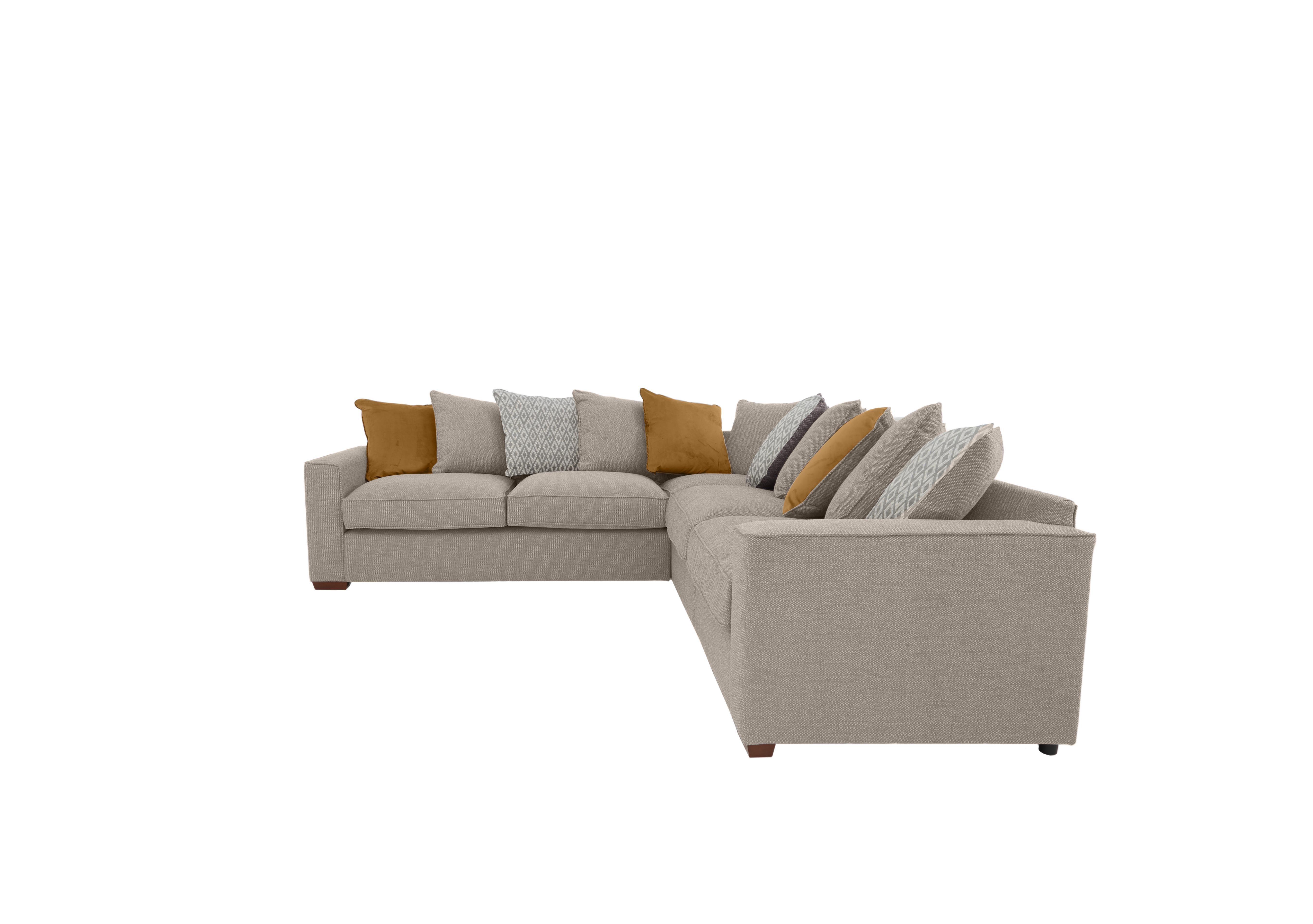Cory Large Fabric Corner Scatter Back Sofa in Dallas Natural Mustard Pack on Furniture Village