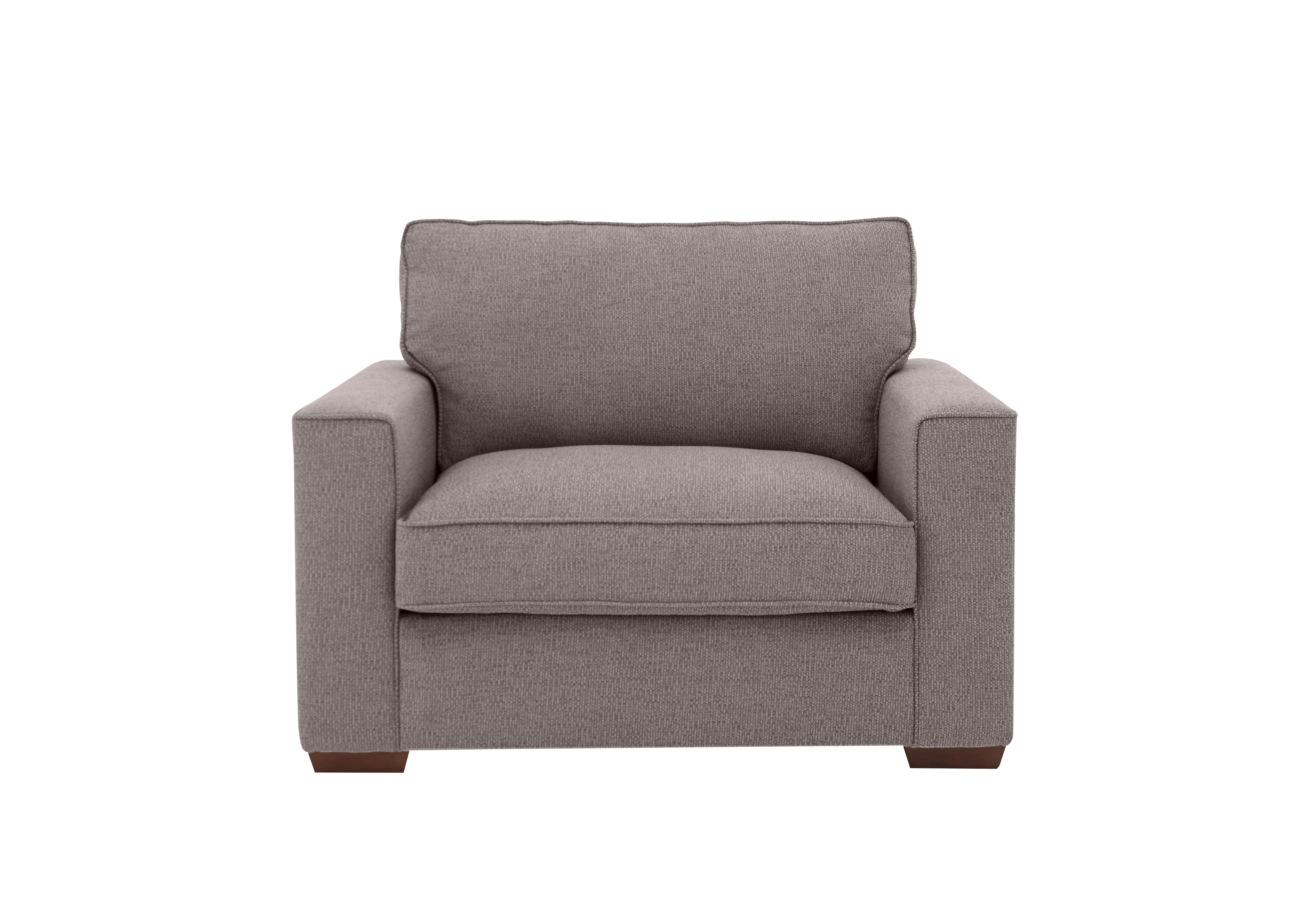 Cory Fabric Snuggle Chair in Dallas Taupe on Furniture Village