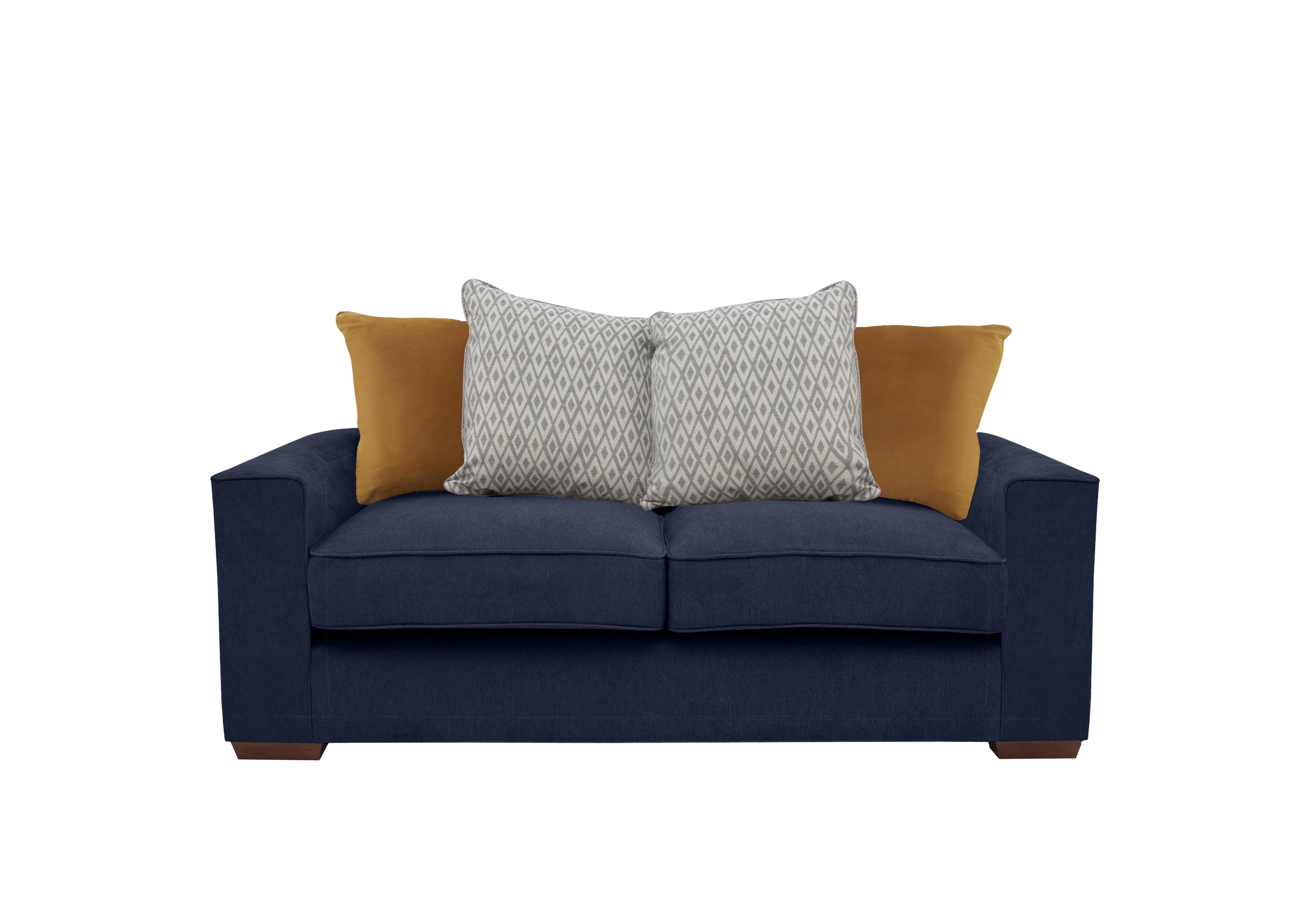 Cory 2 Seater Fabric Scatter Back Sofa Bed in Cosmo Navy Mustard Pack on Furniture Village