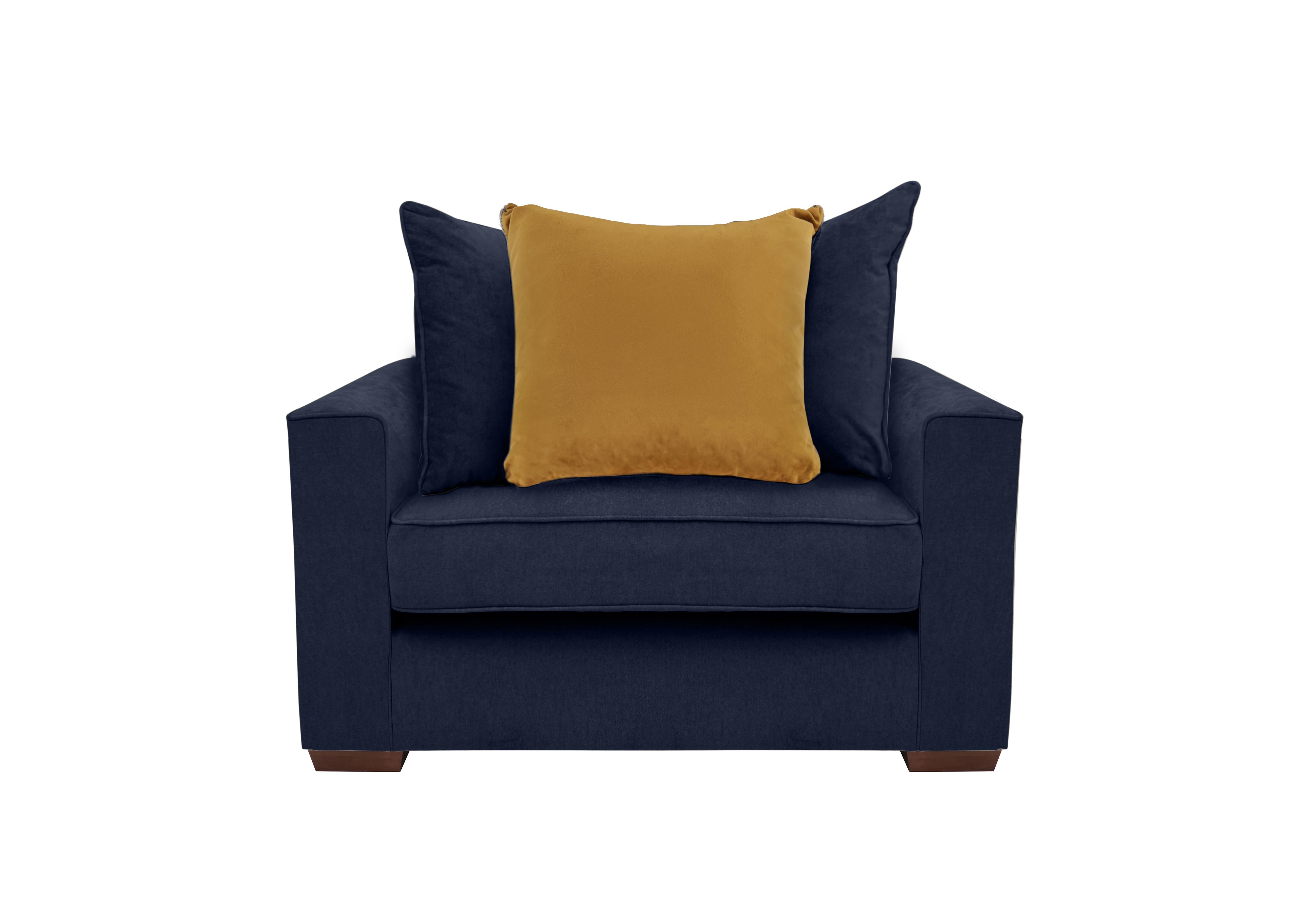Cory Fabric Scatter Back Chair Bed in Cosmo Navy Mustard Pack on Furniture Village